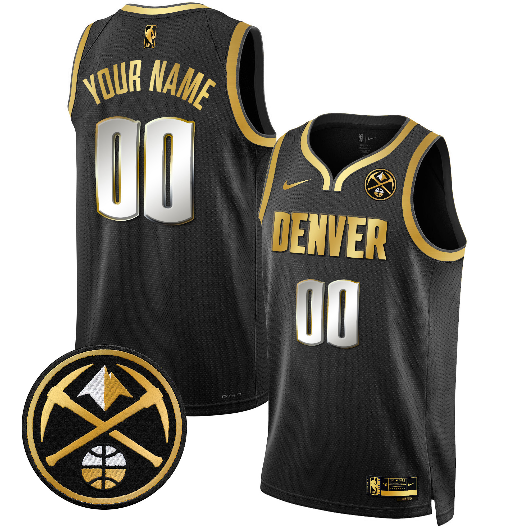 Men's Denver Nuggets Swingman Custom Black Limited Jersey - All Stitched