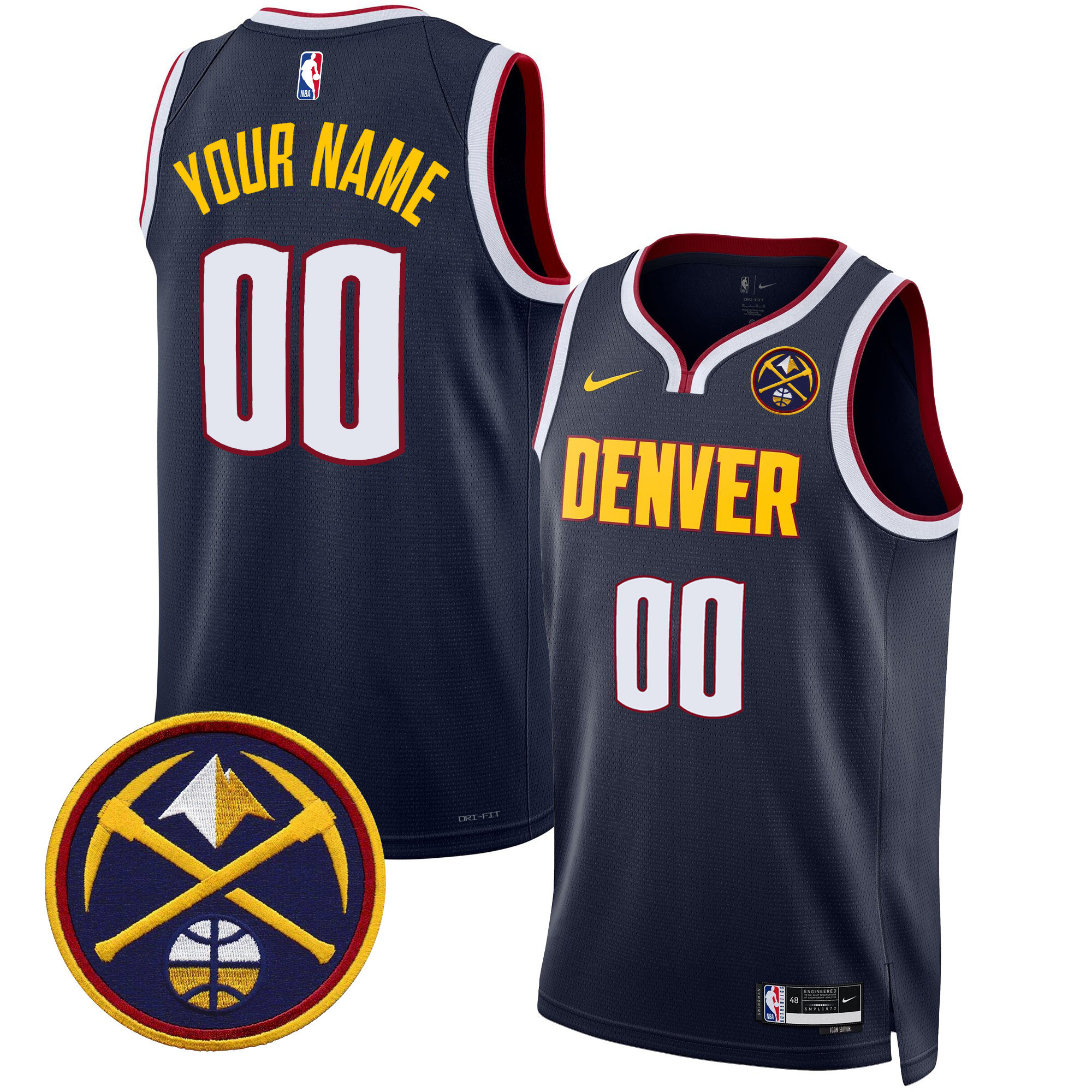 Men's Denver Nuggets Swingman Custom Icon Jersey - All Stitched