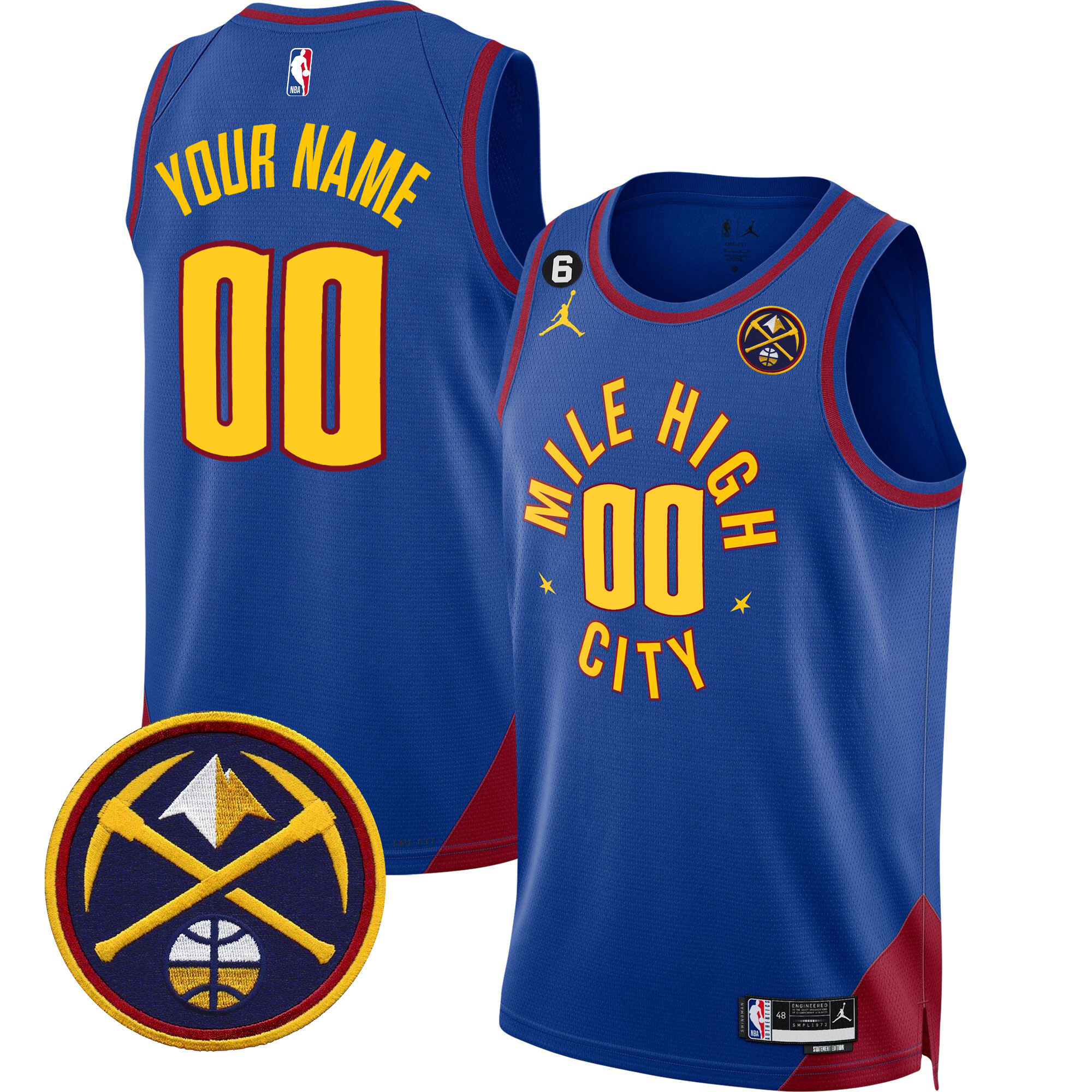 Men's Denver Nuggets Swingman Custom Statement Jersey - All Stitched