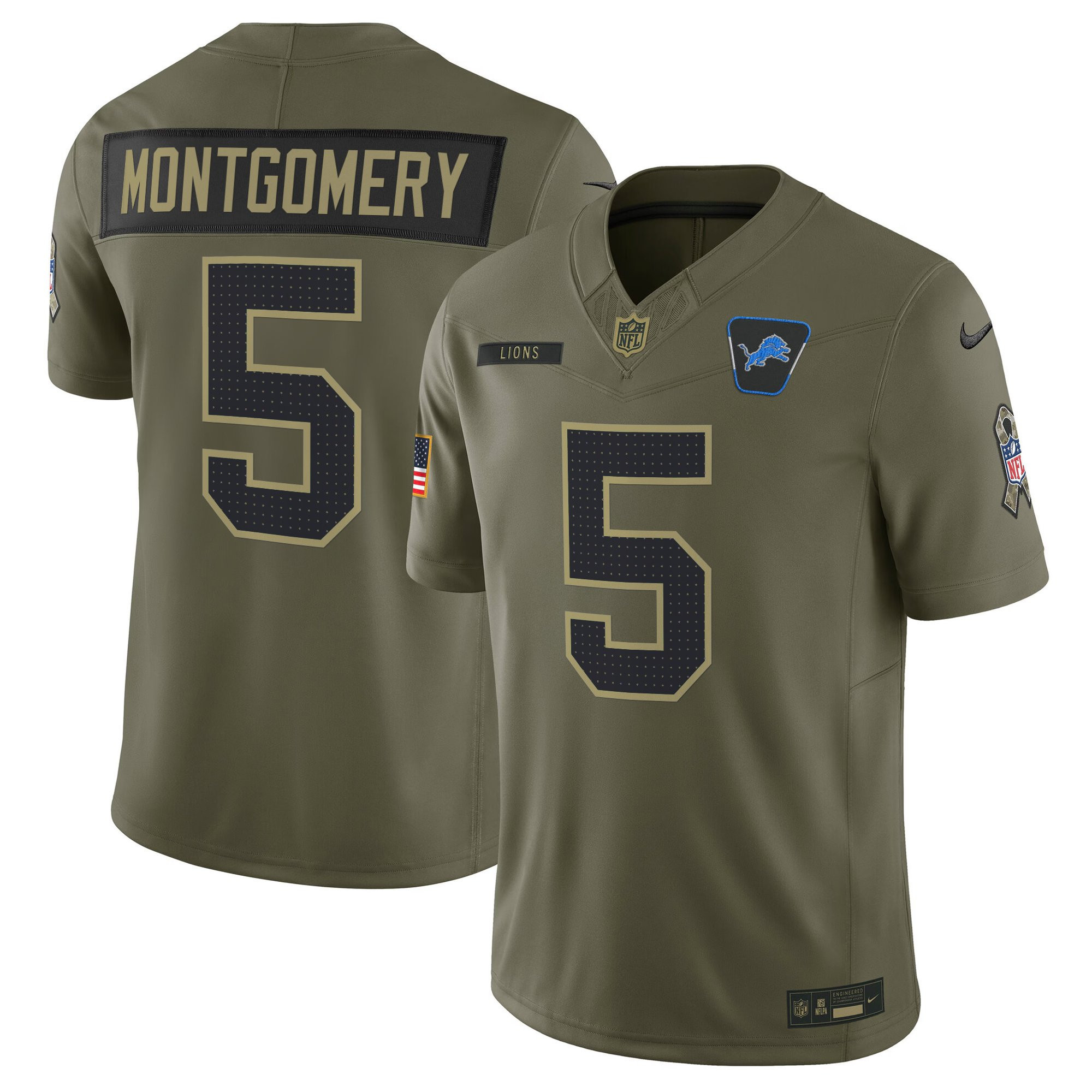 Men's Detroit Lions 2025 Salute to Service Vapor Limited David Montgomery Jersey - All Stitched