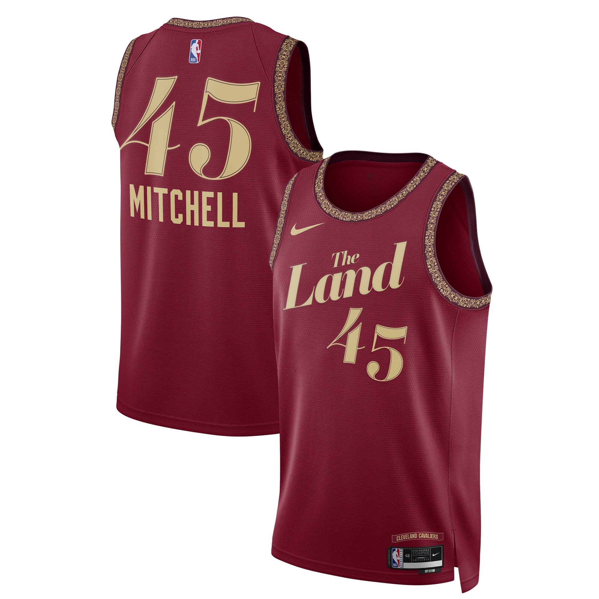 Men's Donovan Mitchell Cleveland Cavaliers 2023/24 Swingman City Edition Wine Jersey - All Stitched