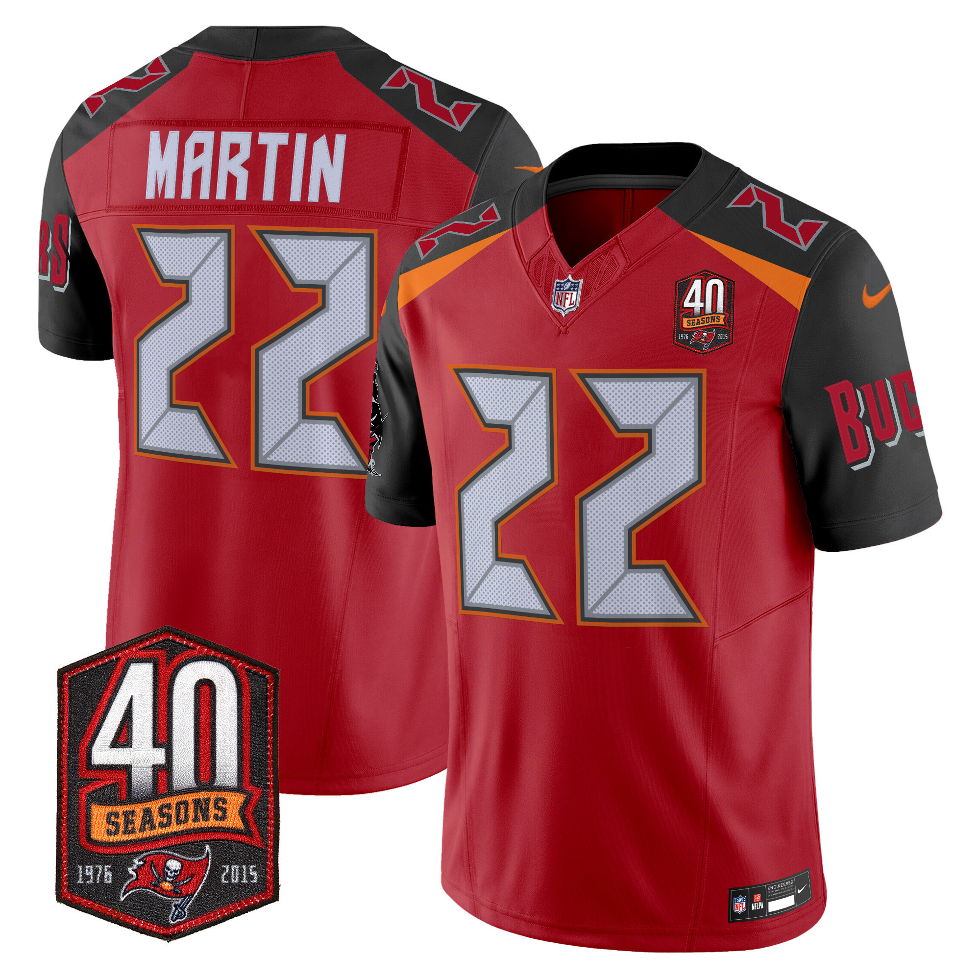 Men's Doug Martin Tampa Bay Buccaneers 40th Season Patch Vapor Limited Red Jersey - All Stitched