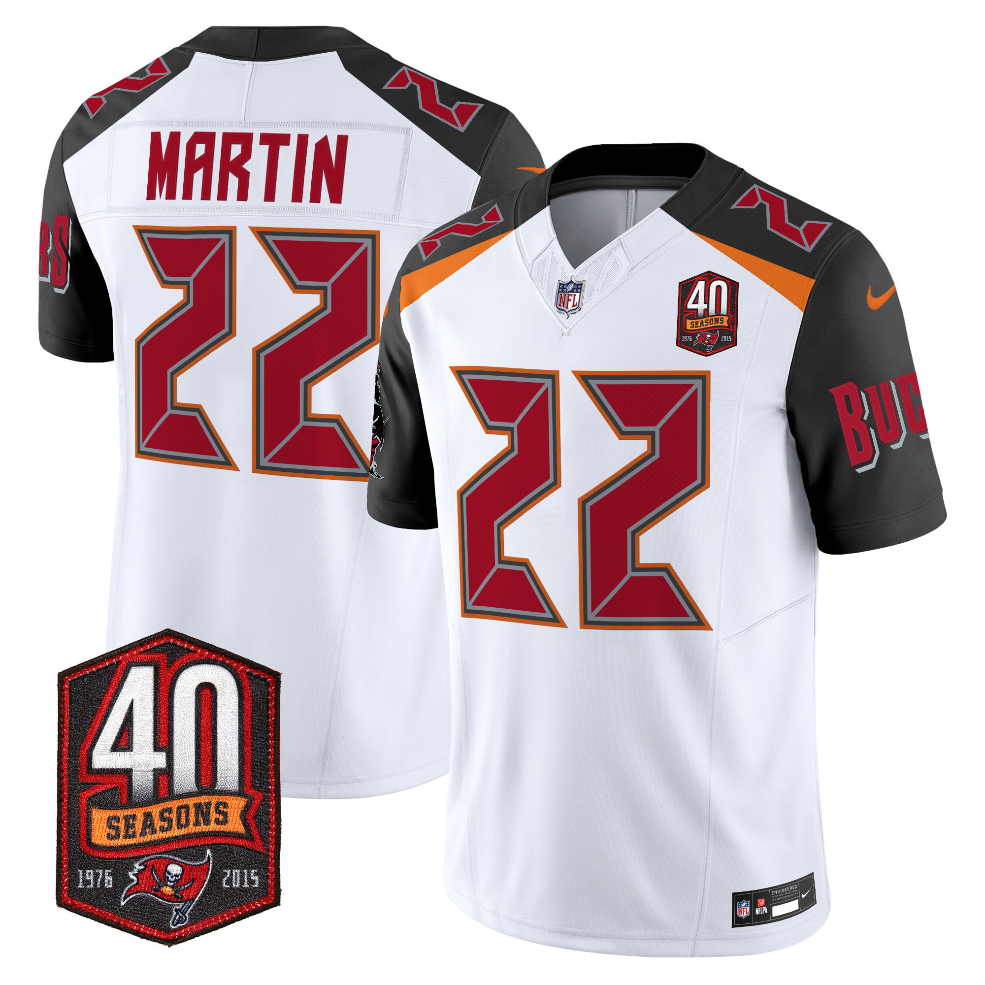 Men's Doug Martin Tampa Bay Buccaneers 40th Season Patch Vapor Limited White Jersey - All Stitched