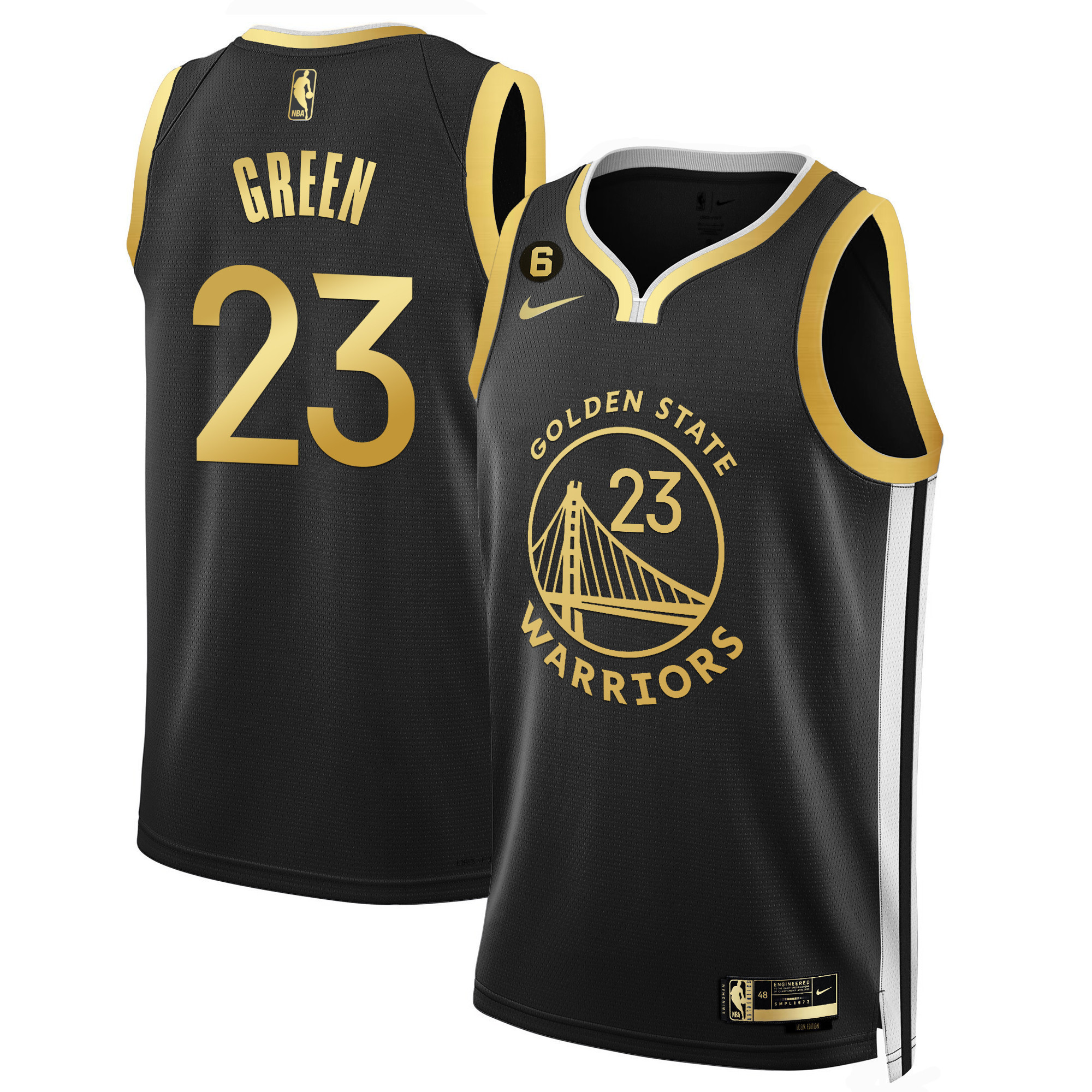 Men's Draymond Green Golden State Warriors Icon Black Gold Jersey - All Stitched