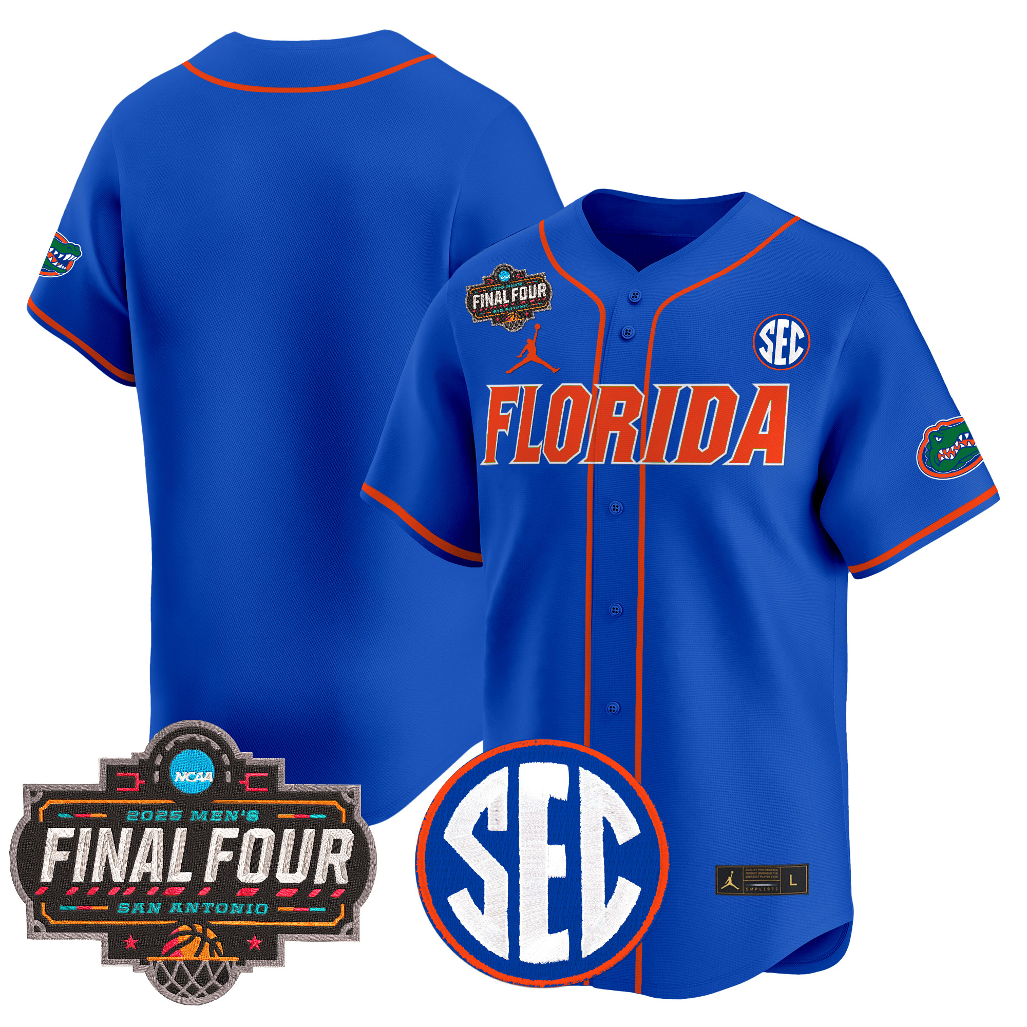 Men's Florida Gators 2025 Final Four Patch Vapor Baseball Royal Jersey - All Stitched
