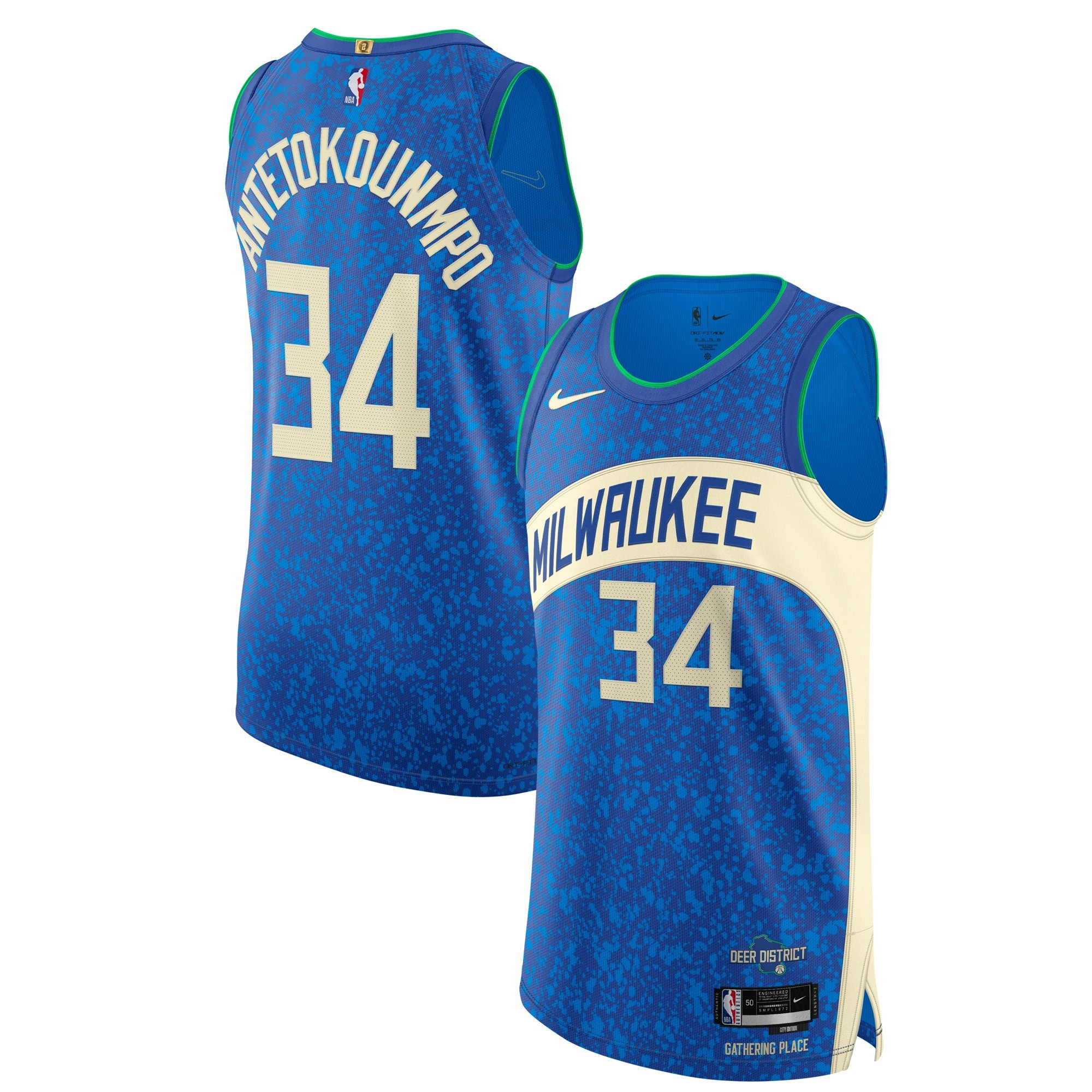 Men's Giannis Antetokounmpo Milwaukee Bucks 2023/24 City Edition Blue Jersey - All Stitched