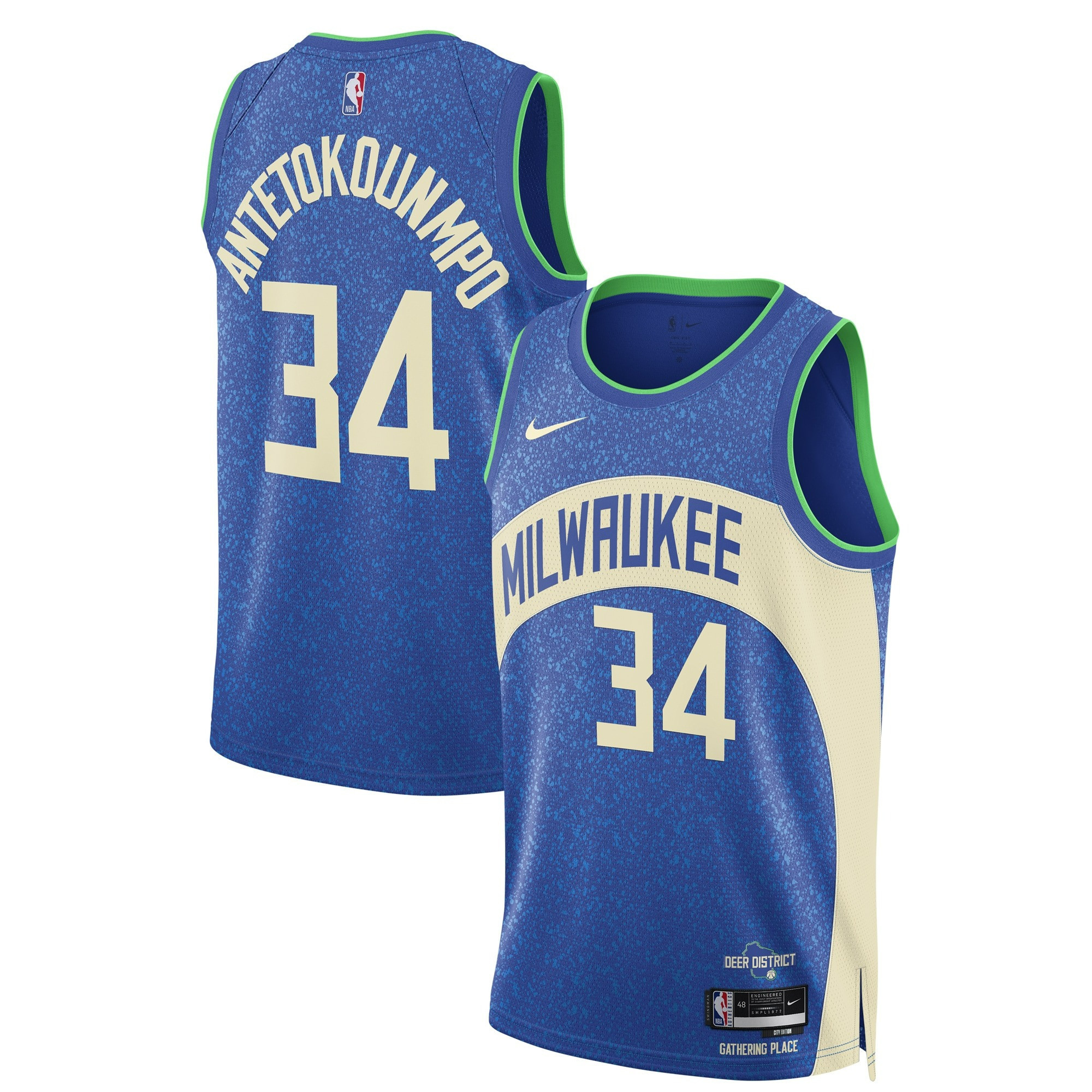 Men's Giannis Antetokounmpo Milwaukee Bucks 2023/24 Swingman City Edition Blue Jersey - All Stitched