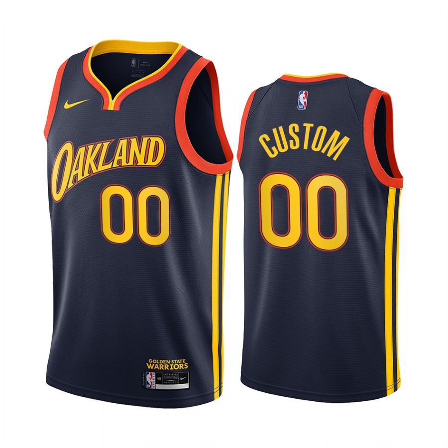 Men's Golden State Warriors Custom 2020-21 City Edition Navy Navy Jersey - All Stitched