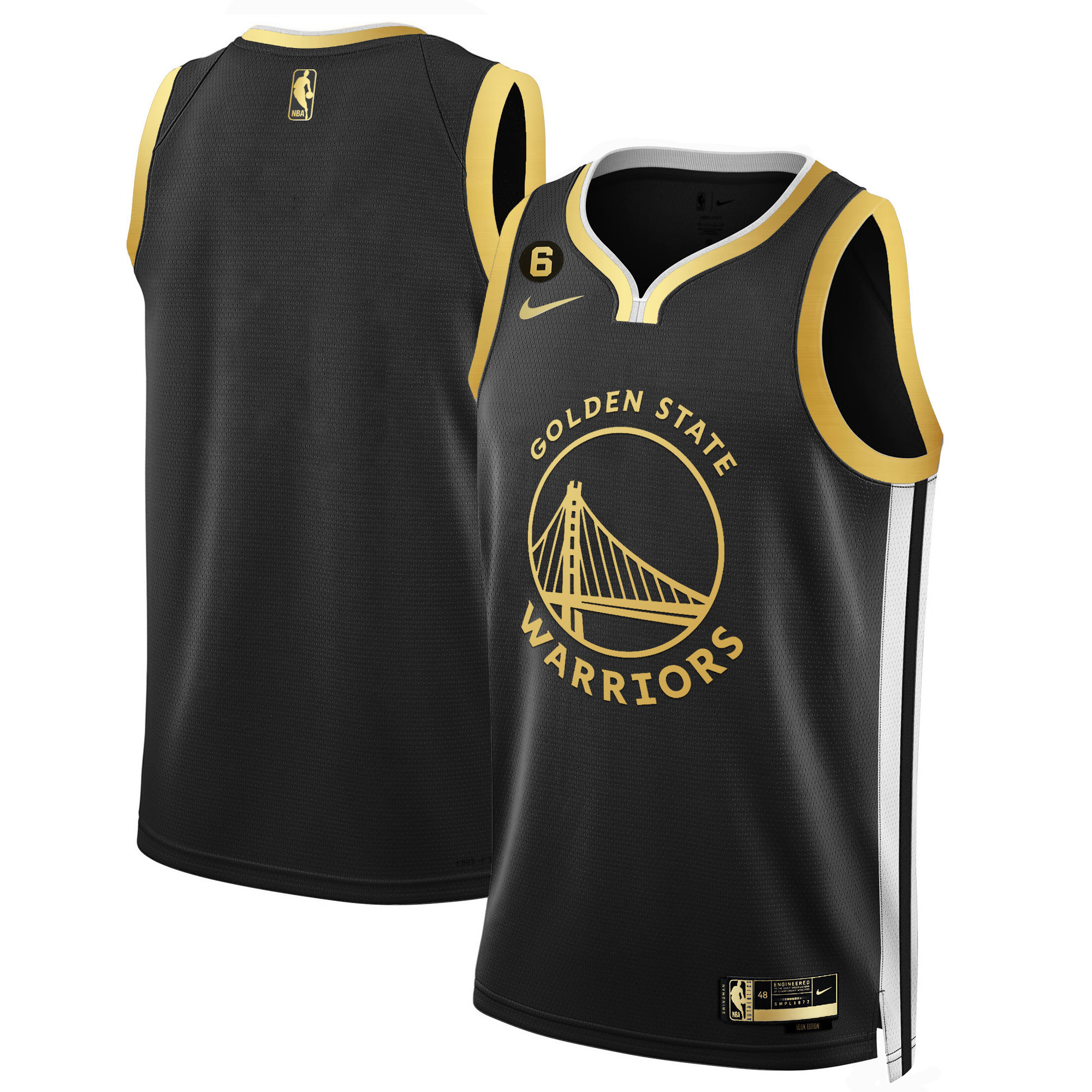 Men's Golden State Warriors Icon Black Gold Jersey - All Stitched