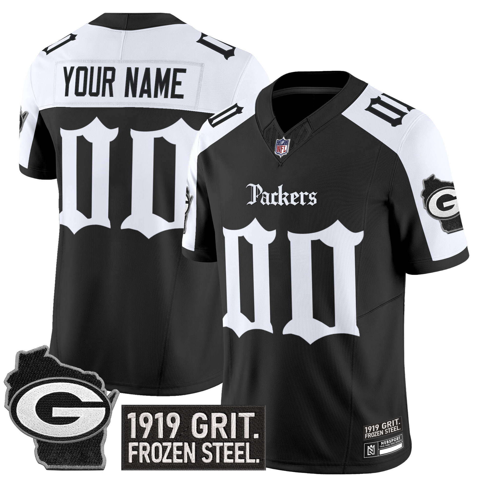 Men's Green Bay Packers Gothic Frozen Tundra Edition Vapor Limited Custom Alternate Jersey - All Stitched