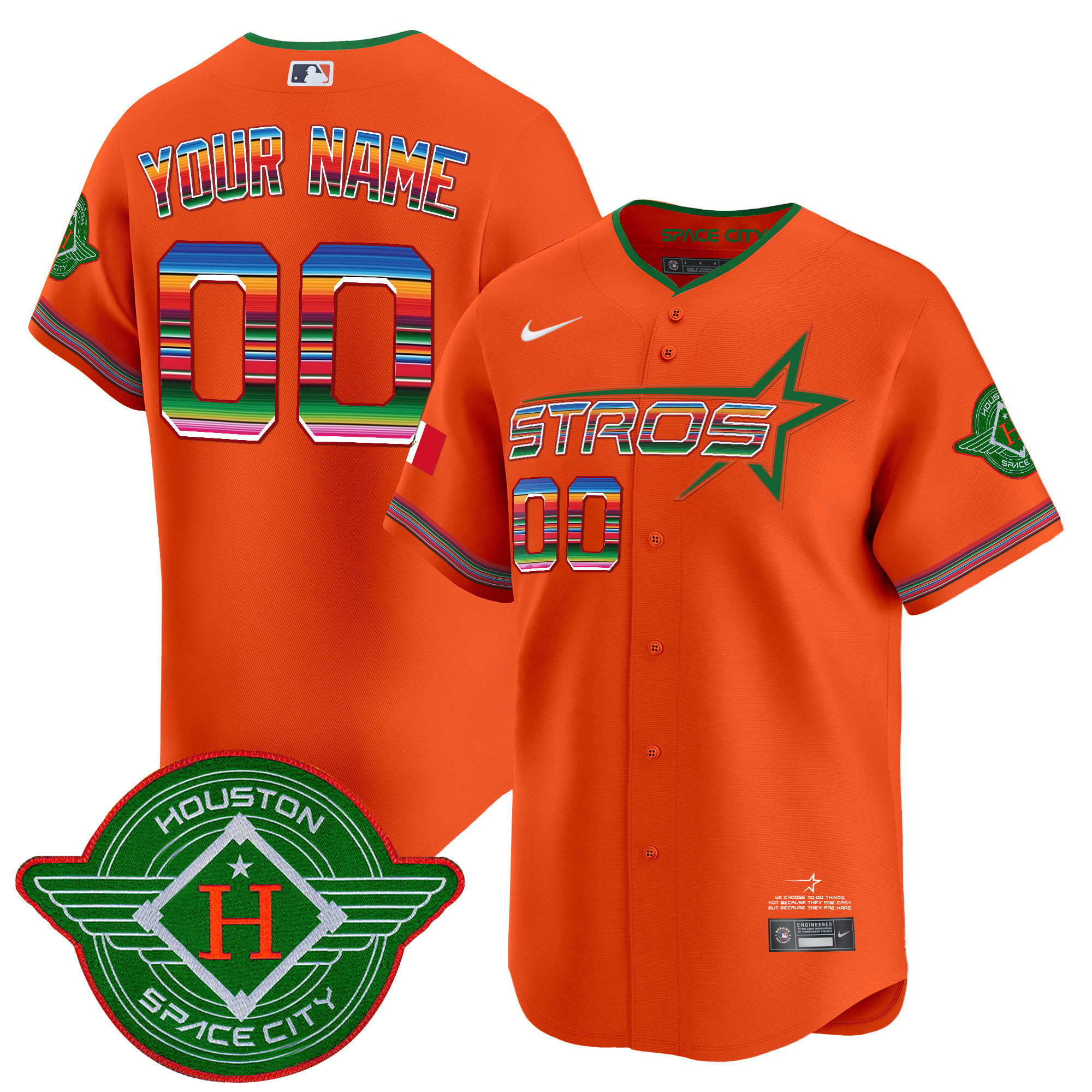 Men's Houston Astros 2025 City Connect Mexico Vapor Premier Limited Custom Orange Jersey - All Stitched