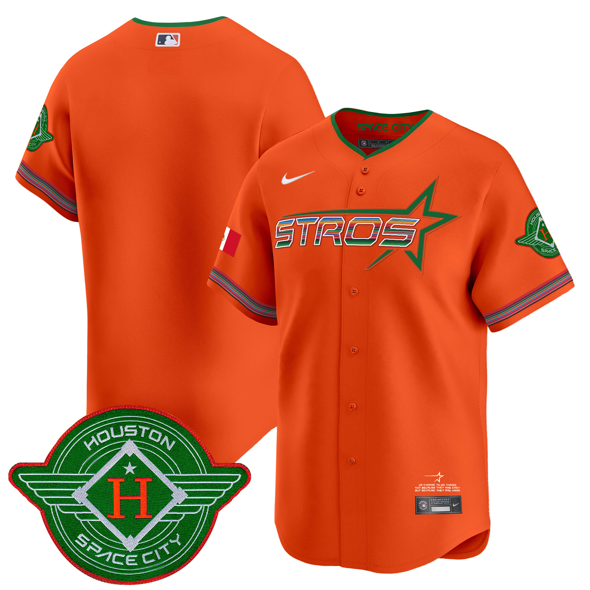 Men's Houston Astros 2025 City Connect Mexico Vapor Premier Limited Orange Jersey - All Stitched