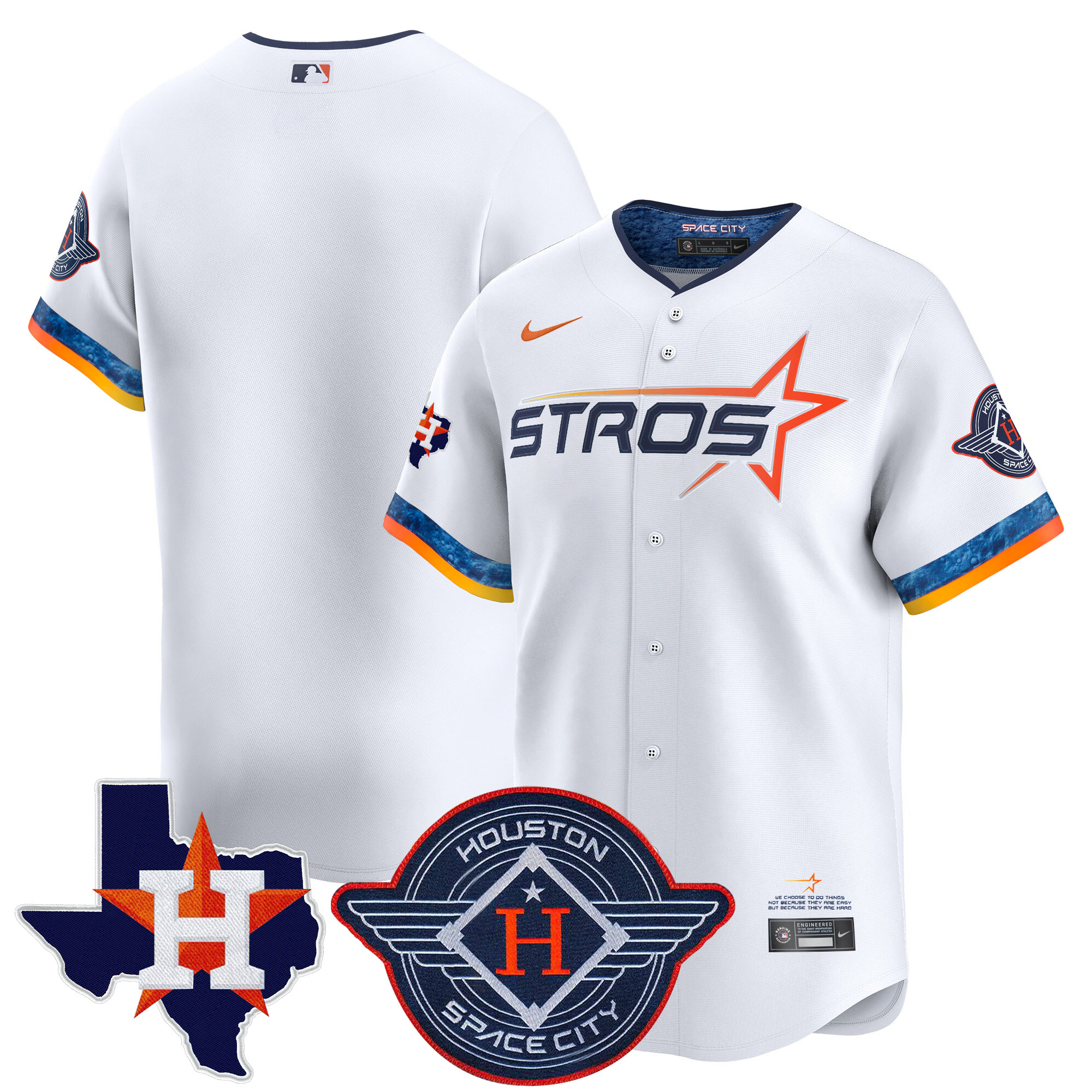 Men's Houston Astros 2025 City Connect Texas Patch Vapor Premier Limited White Jersey - All Stitched