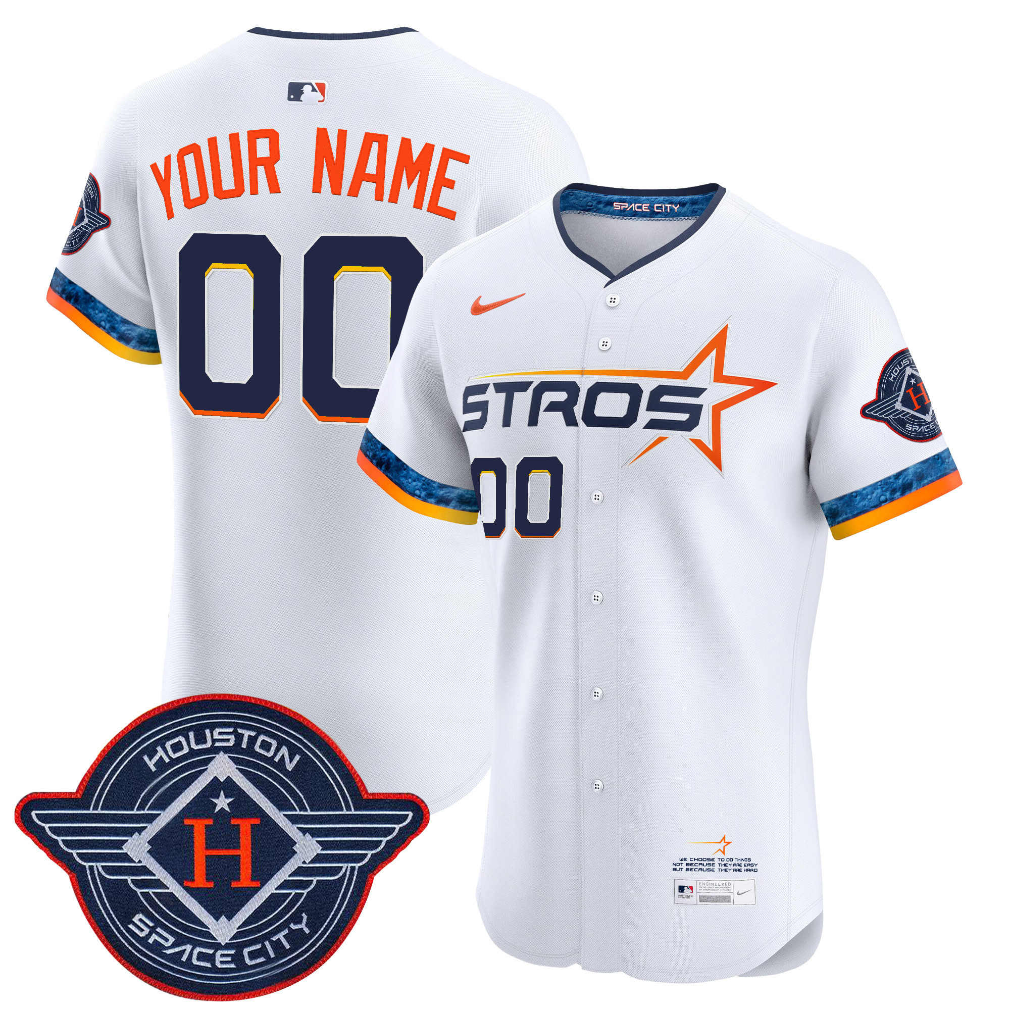 Men's Houston Astros 2025 City Connect Vapor Premier Elite Custom White Jersey - All Stitched