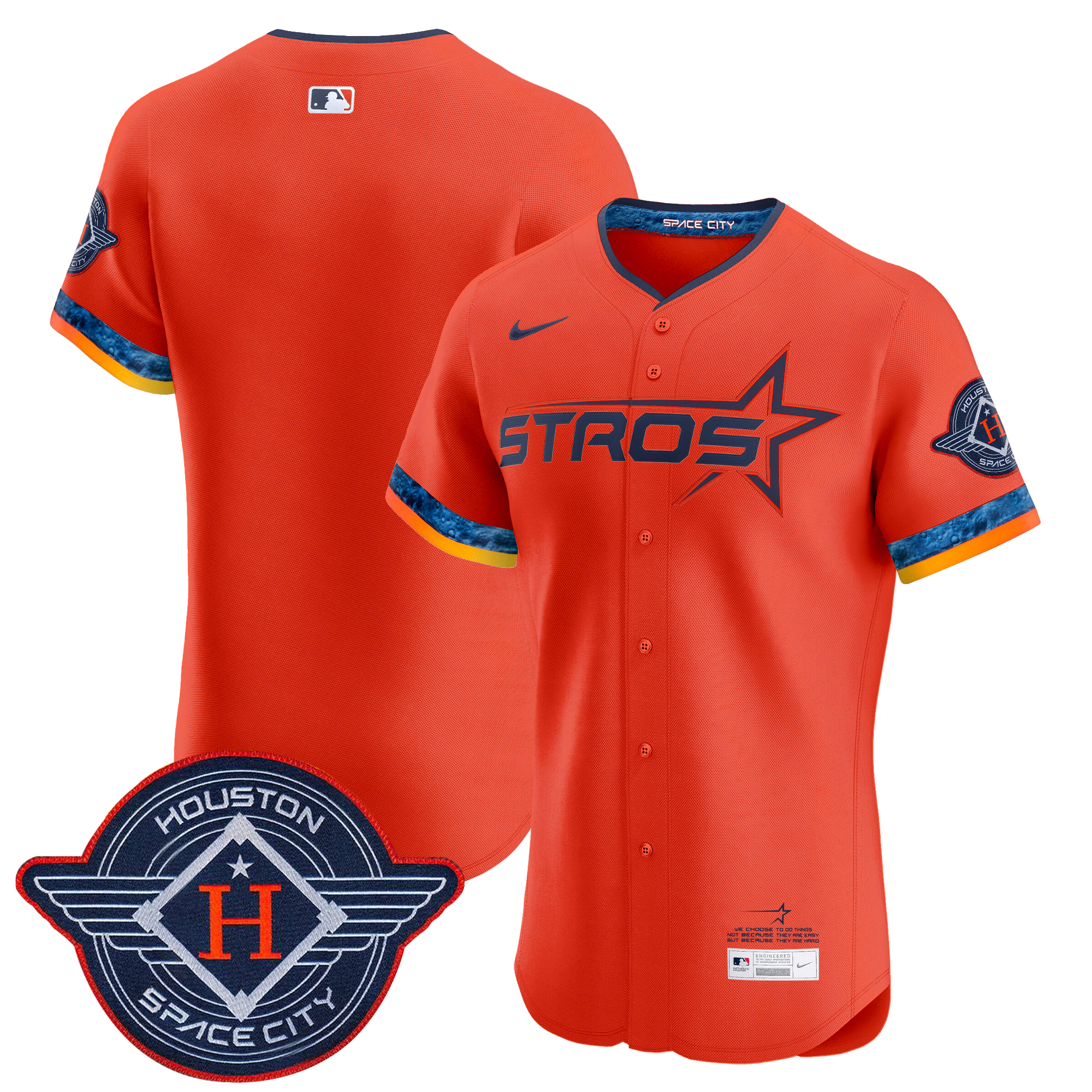 Men's Houston Astros 2025 City Connect Vapor Premier Elite Orange Jersey - All Stitched