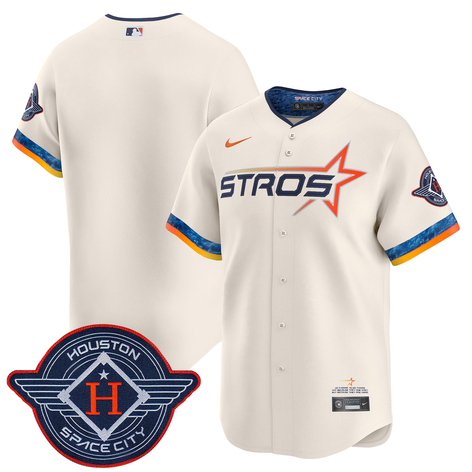 Men's Houston Astros 2025 City Connect Vapor Premier Limited Cream Jersey - All Stitched
