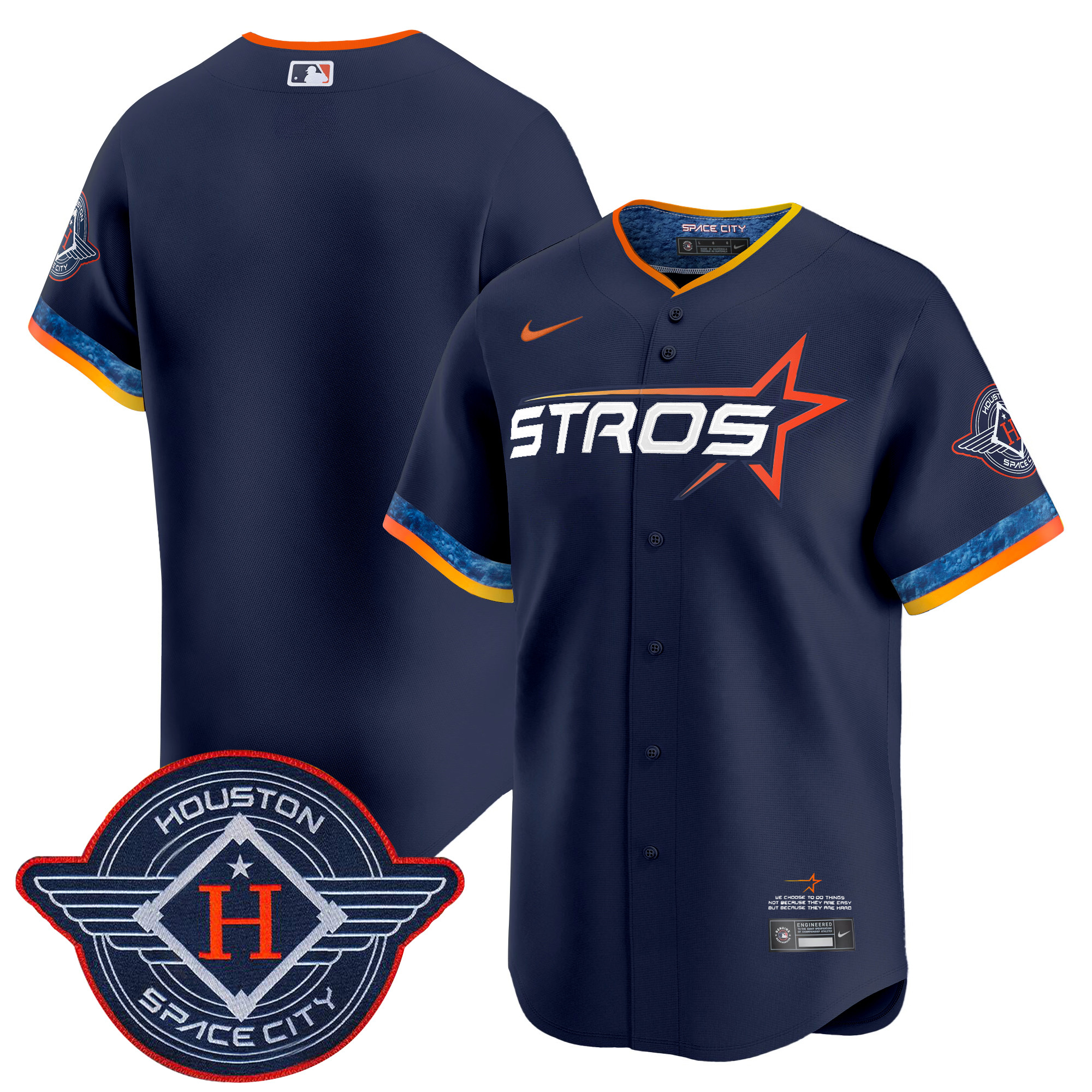 Men's Houston Astros 2025 City Connect Vapor Premier Limited Navy Jersey - All Stitched