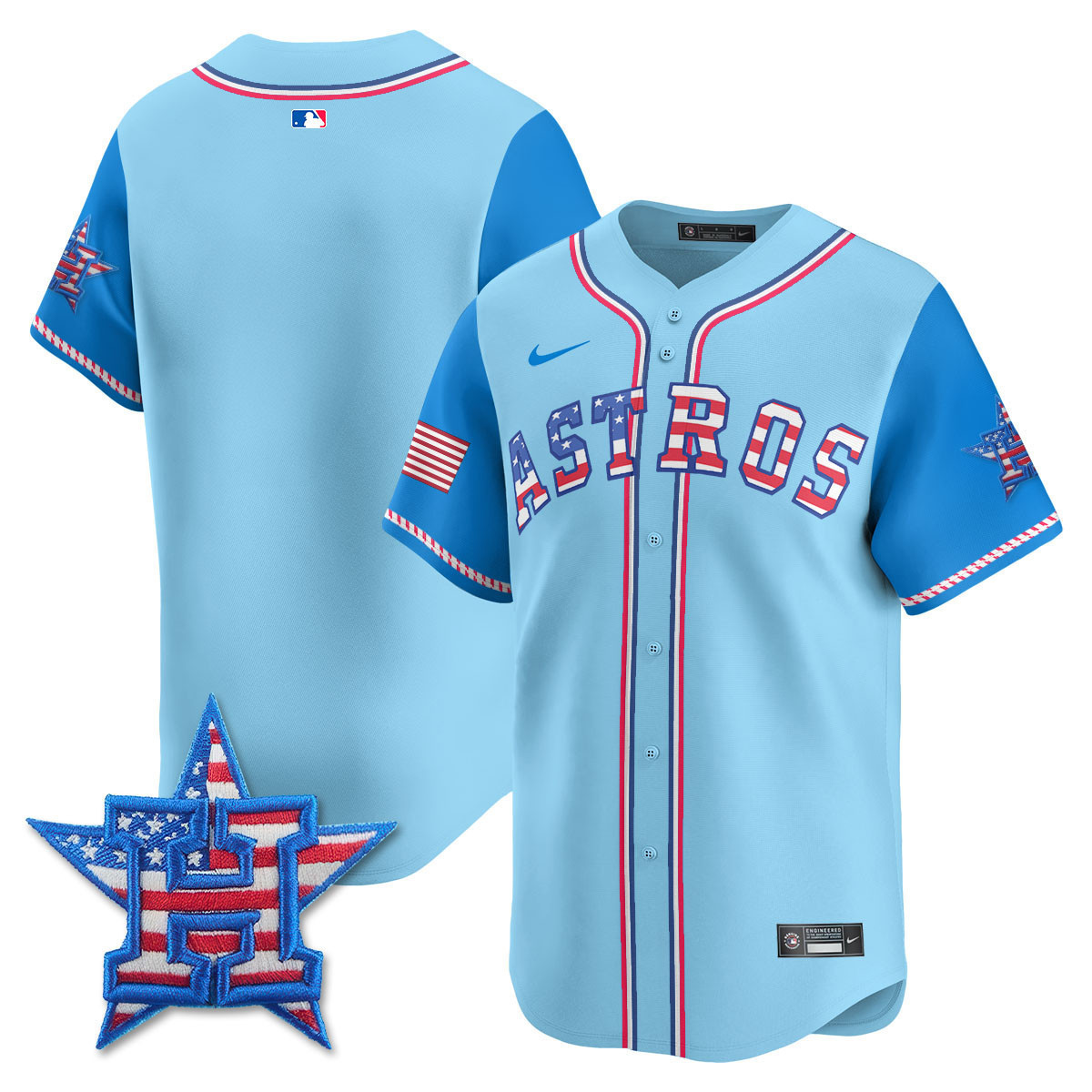 Men's Houston Astros 2025 Fourth of July Vapor Premier Limited Light Blue Alternate Jersey - All Stitched