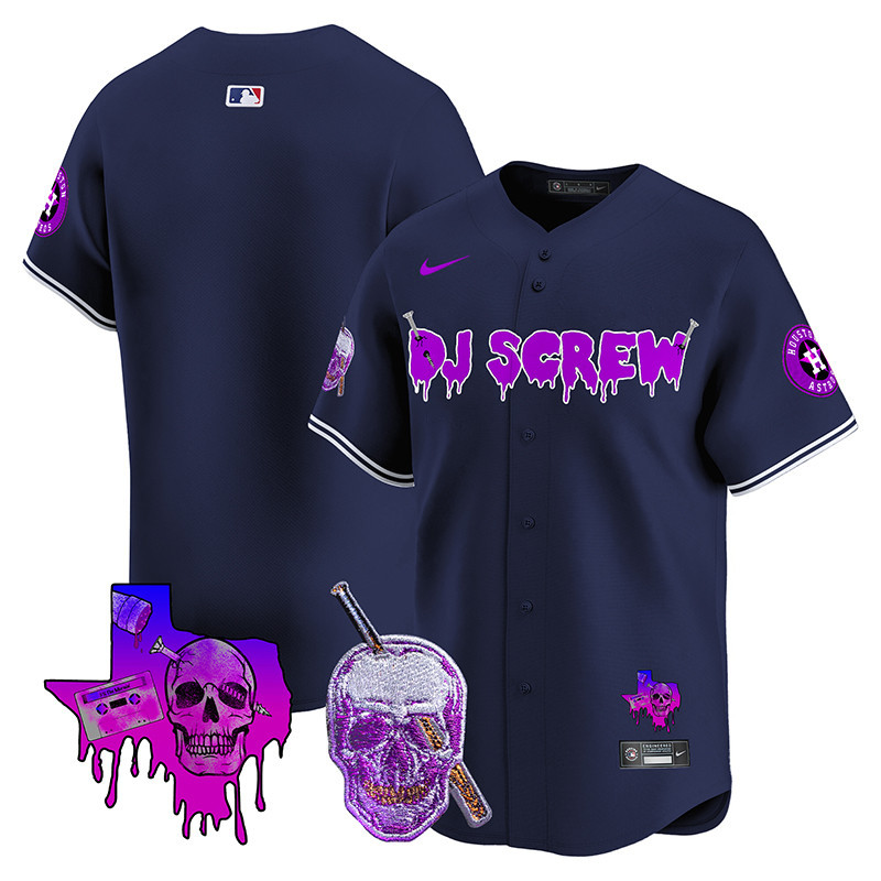 Men's Houston Astros DJ Screw Vapor Premier Limited Navy Jersey - All Stitched