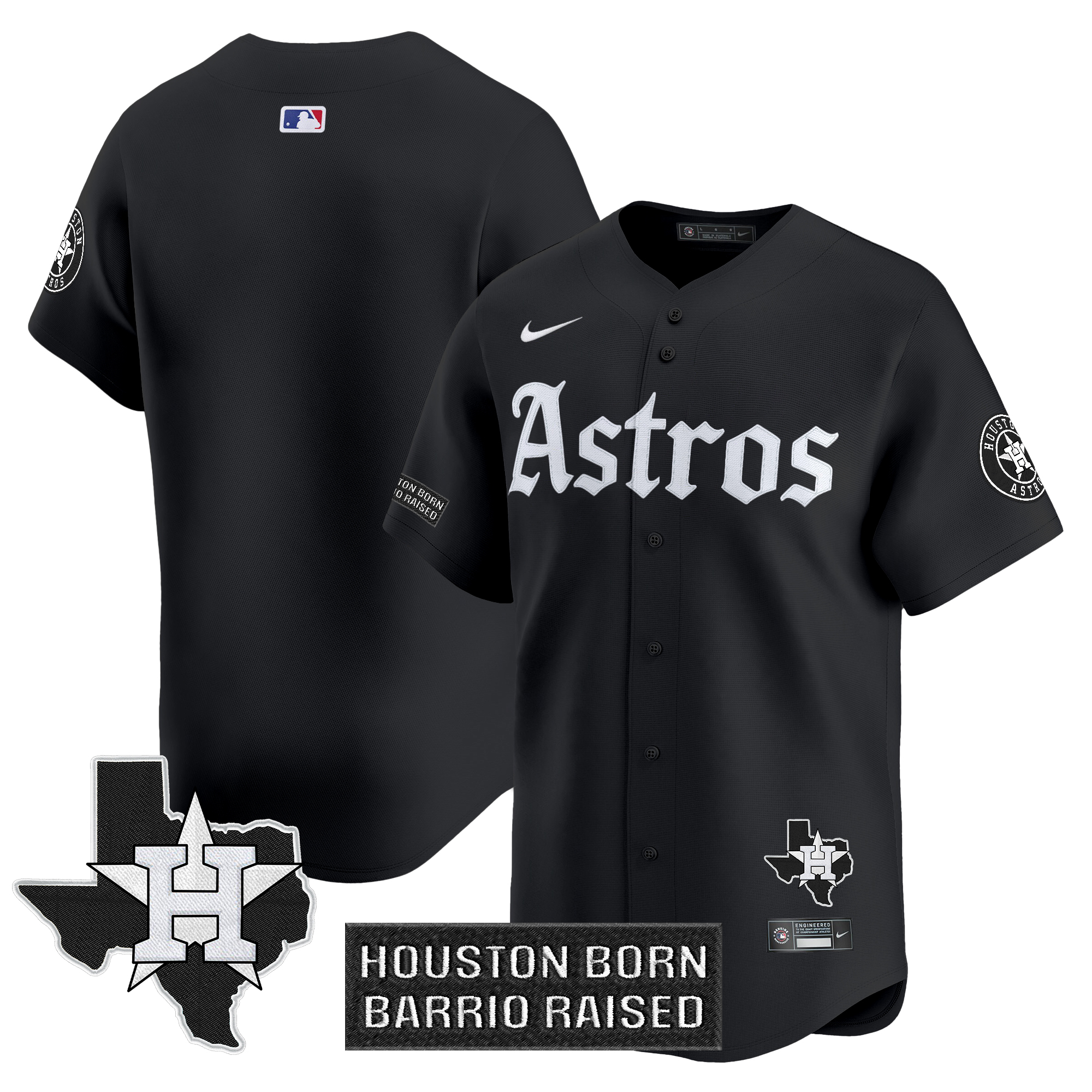 Men's Houston Astros 'Gothic Edition Vapor Premier Limited Black Jersey - All Stitched