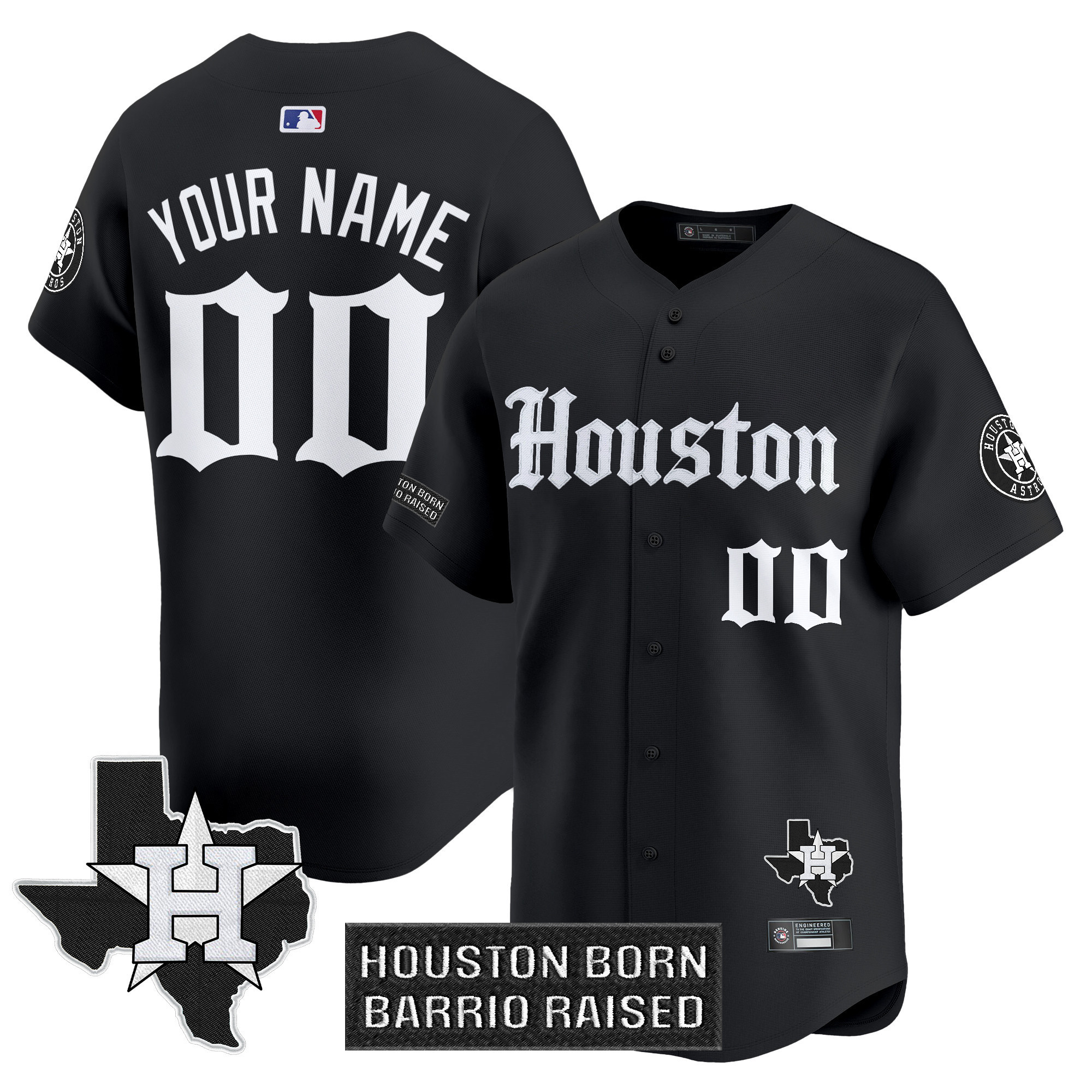 Men's Houston Astros 'Gothic Edition Vapor Premier Limited Custom Black Jersey V2 - All Stitched