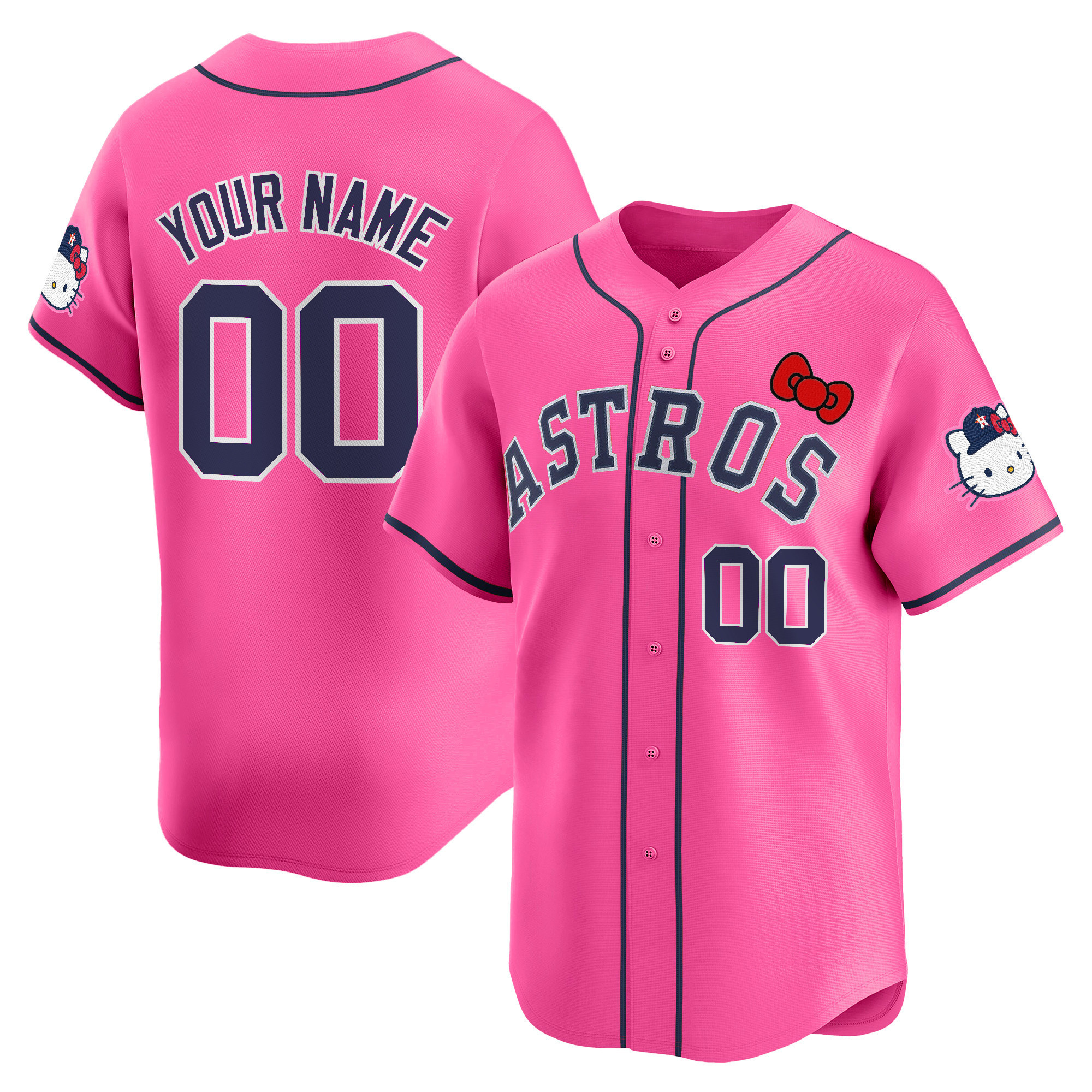 Men's Houston Astros Hello Kitty Vapor Premier Limited Custom Pink Jersey V2 - All Stitched