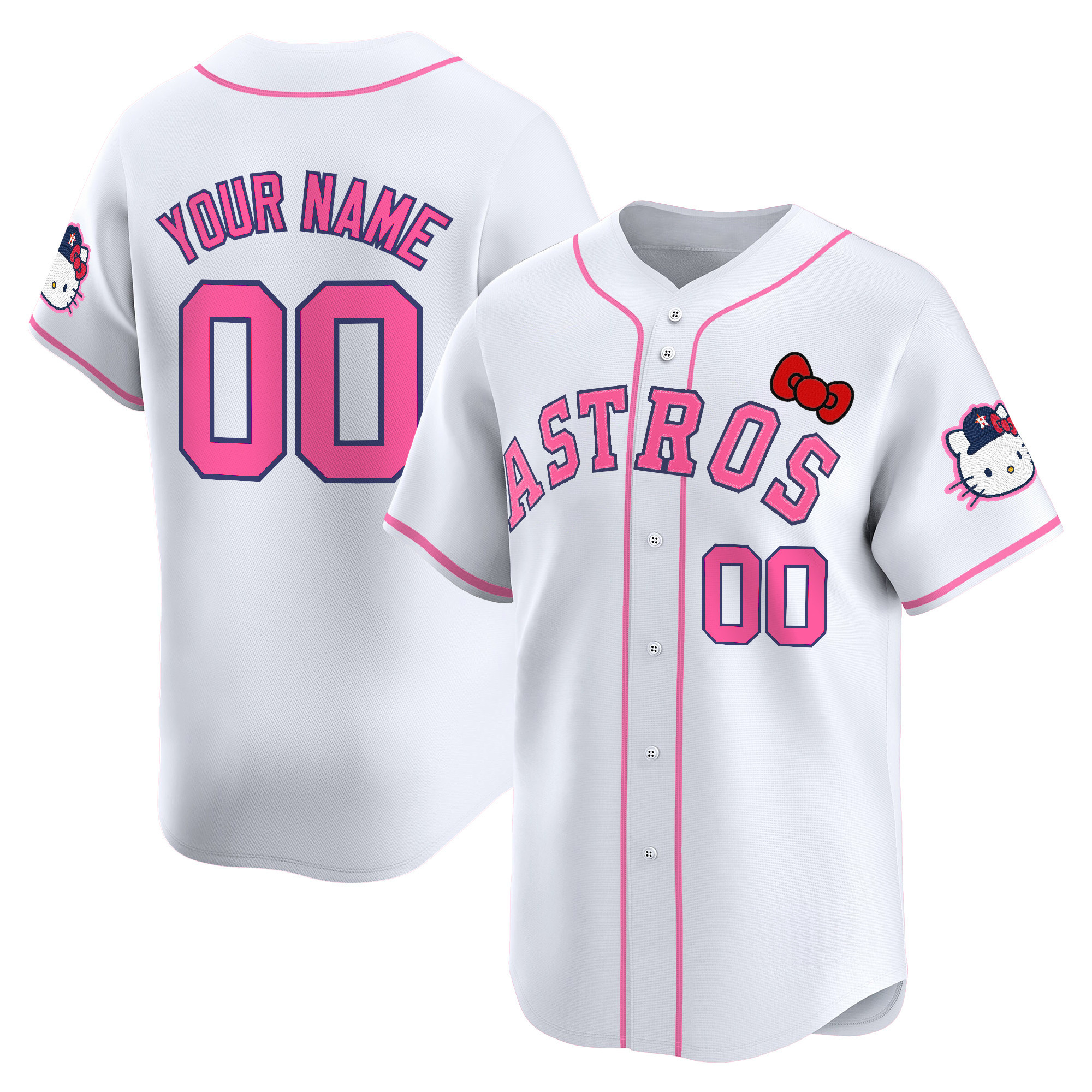 Men's Houston Astros Hello Kitty Vapor Premier Limited Custom White Jersey V2 - All Stitched