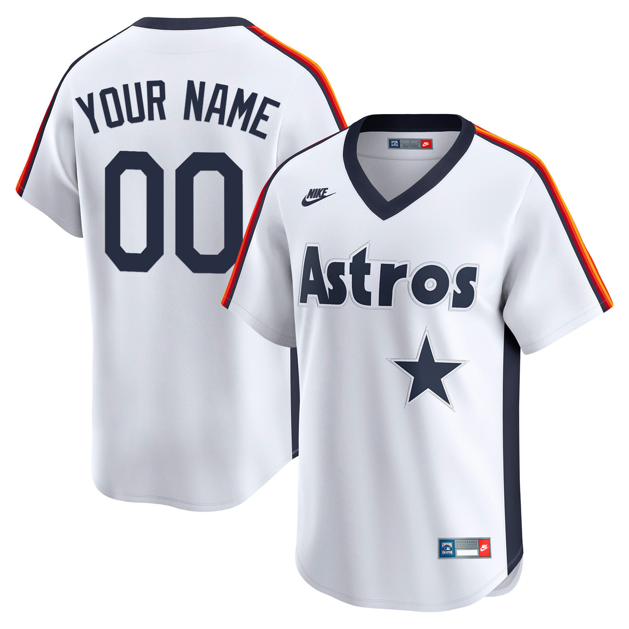 Men's Houston Astros Throwback Vapor Premier Limited Custom Rainbow Shoulders Jersey - All Stitched