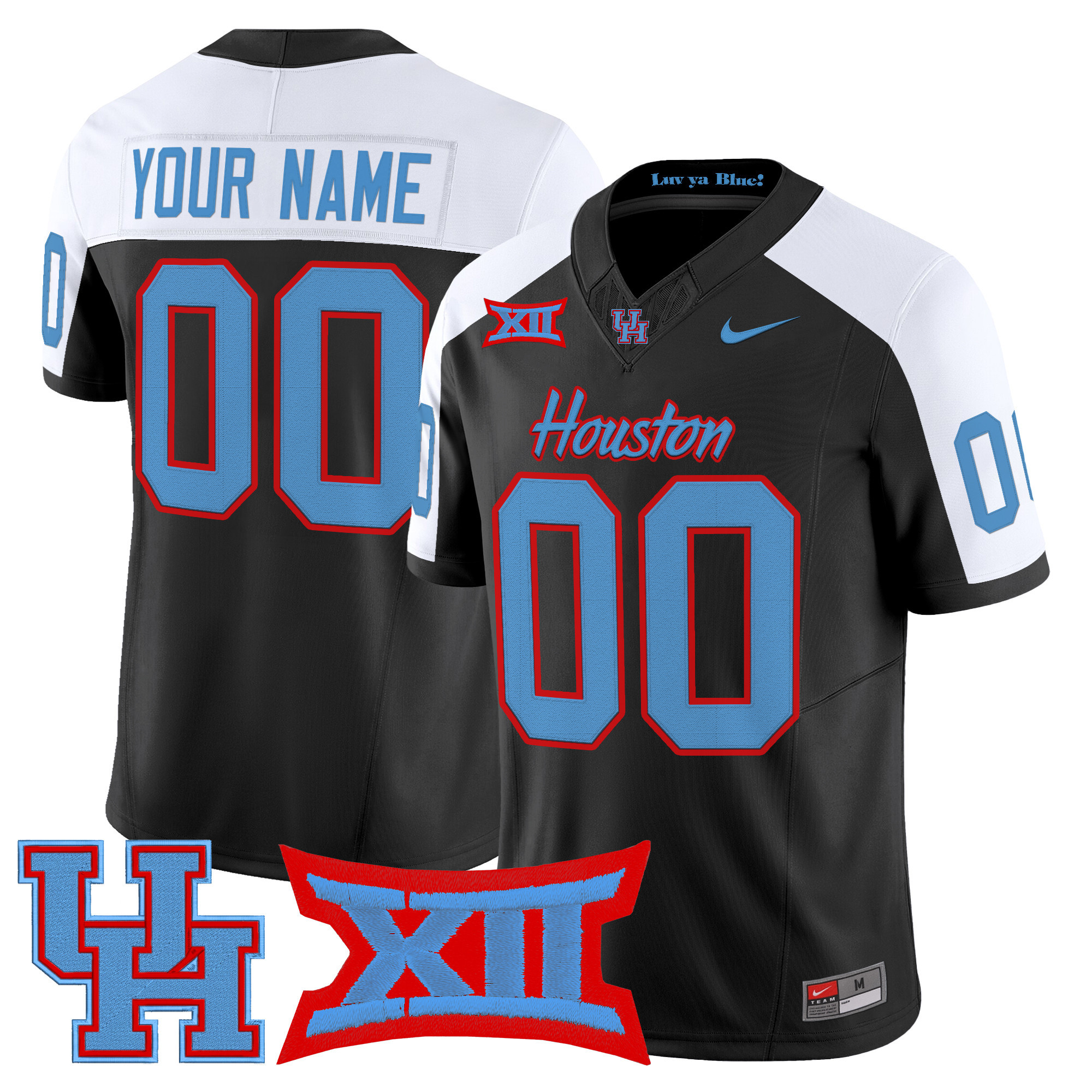 Men's Houston Cougars 2025 Vapor Limited Custom Black Alternate Jersey - All Stitched