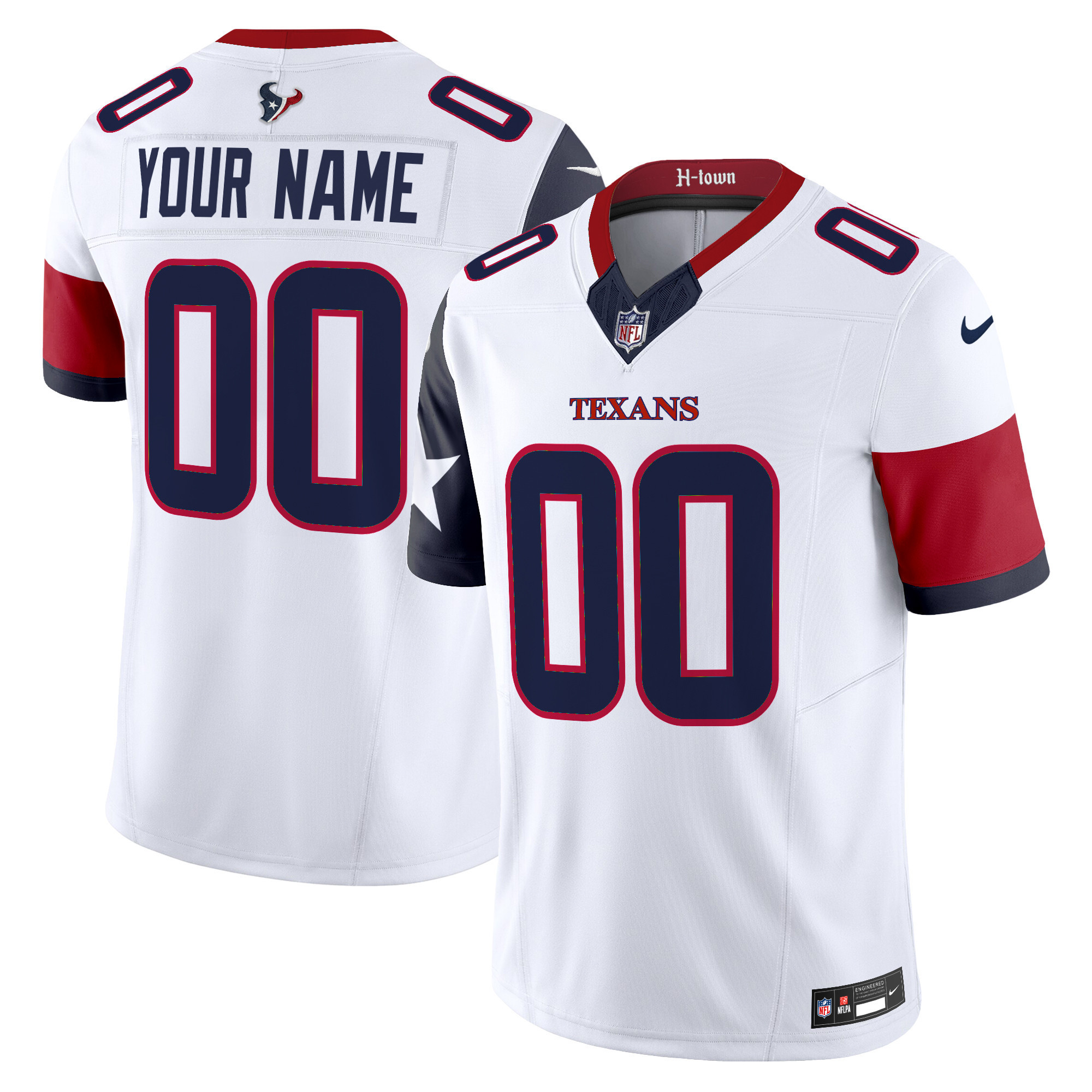 Men's Houston Texans 2024 Vapor Limited Custom White Jersey V5 - All Stitched