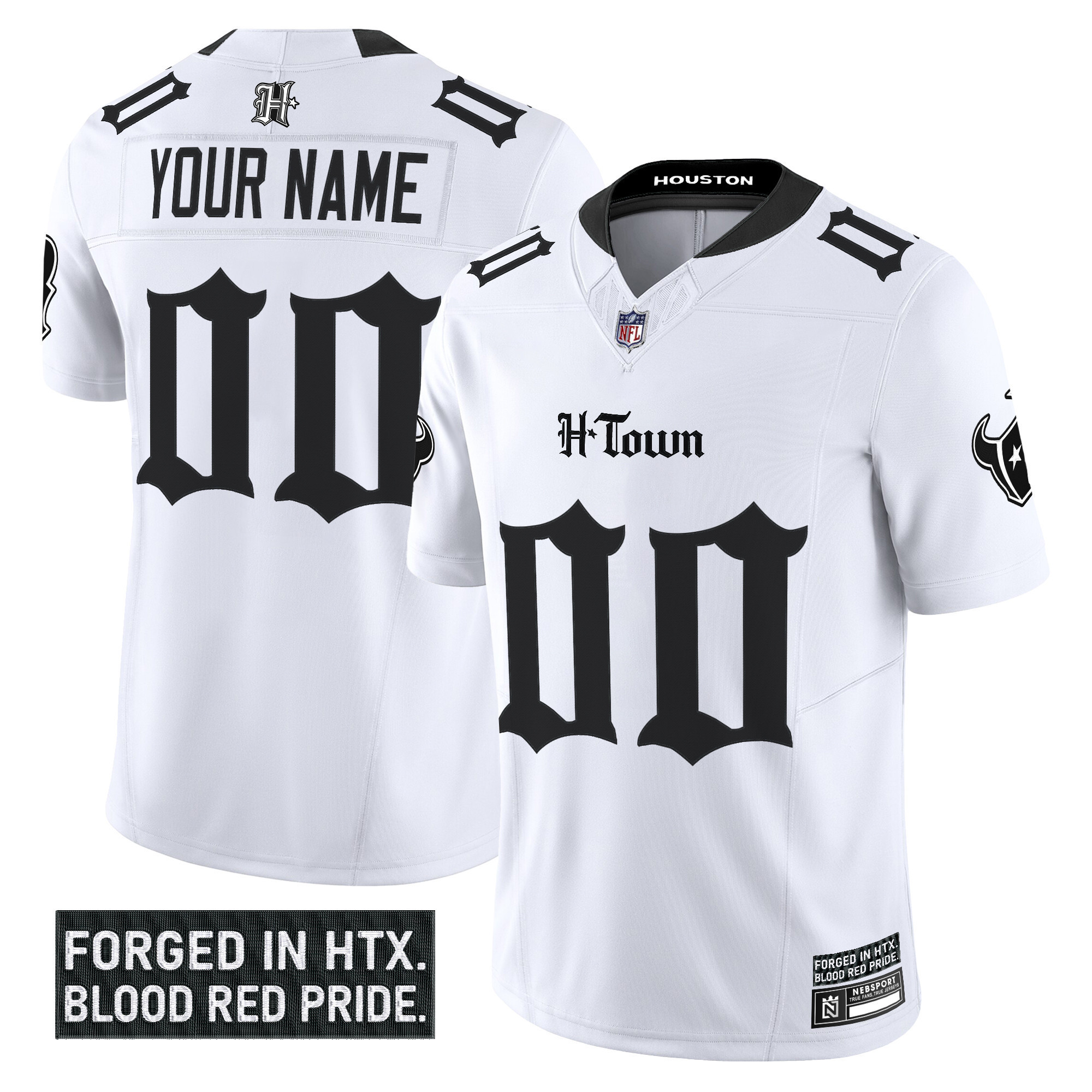 Men's Houston Texans Gothic Lone Star Shadows Edition Vapor Limited Custom White Jersey - All Stitched