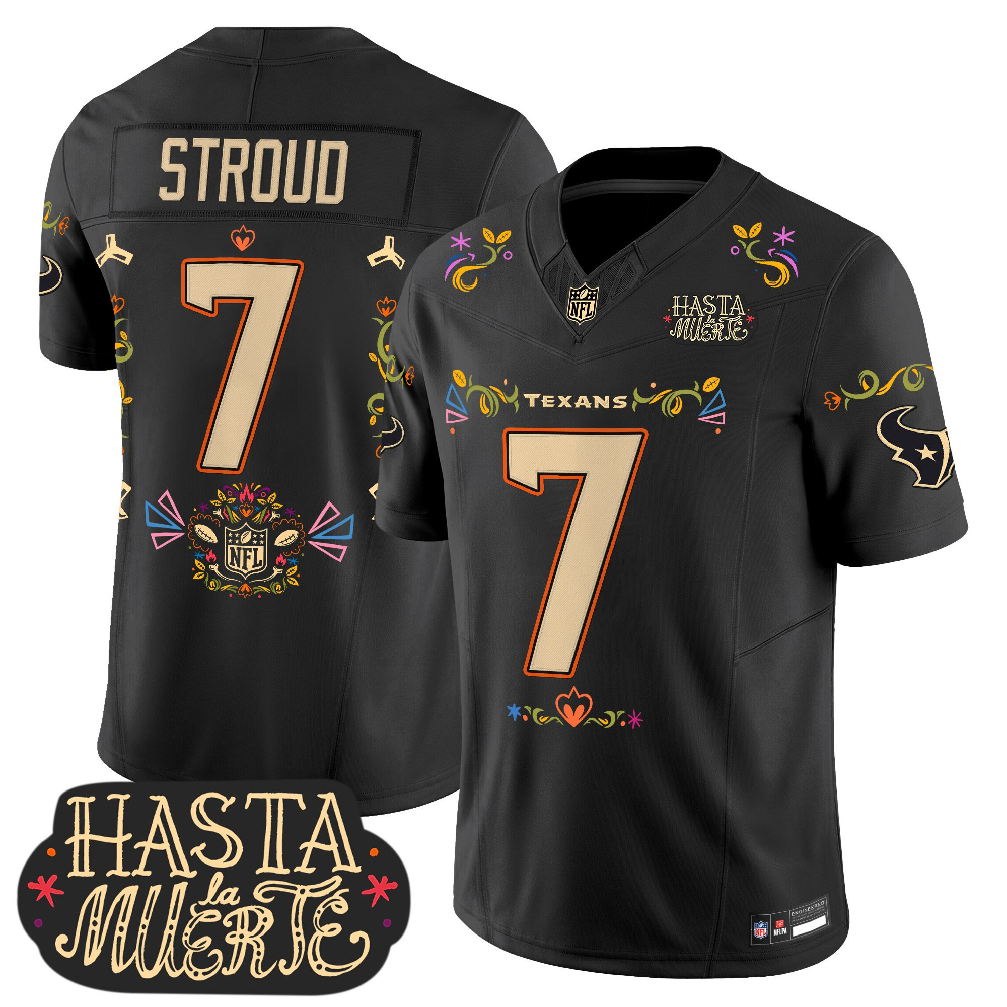 Men's Houston Texans Mexico Hasta la Muerte Edition Vapor Limited C.J. Stroud Jersey - All Printed