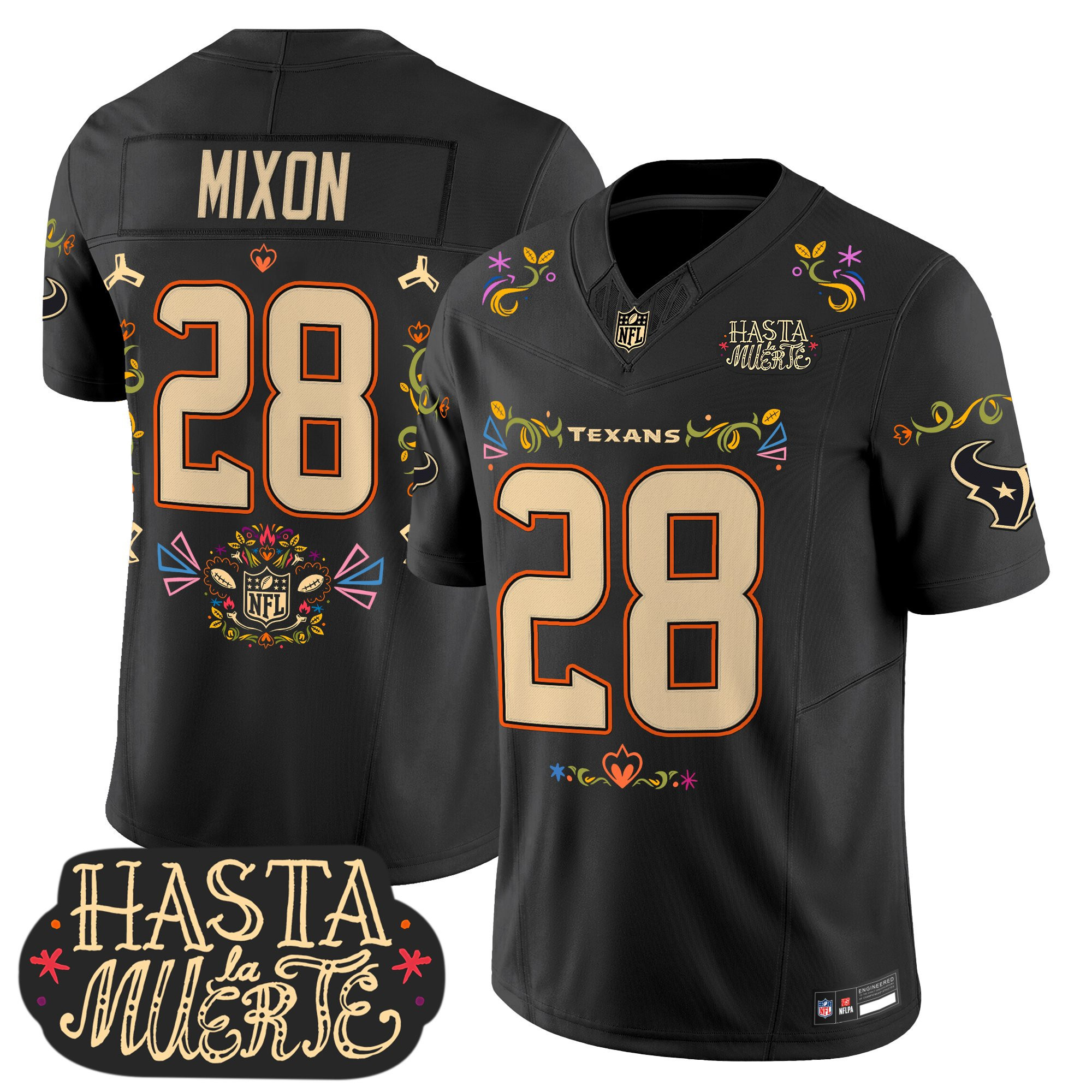 Men's Houston Texans Mexico Hasta la Muerte Edition Vapor Limited Joe Mixon Jersey - All Printed