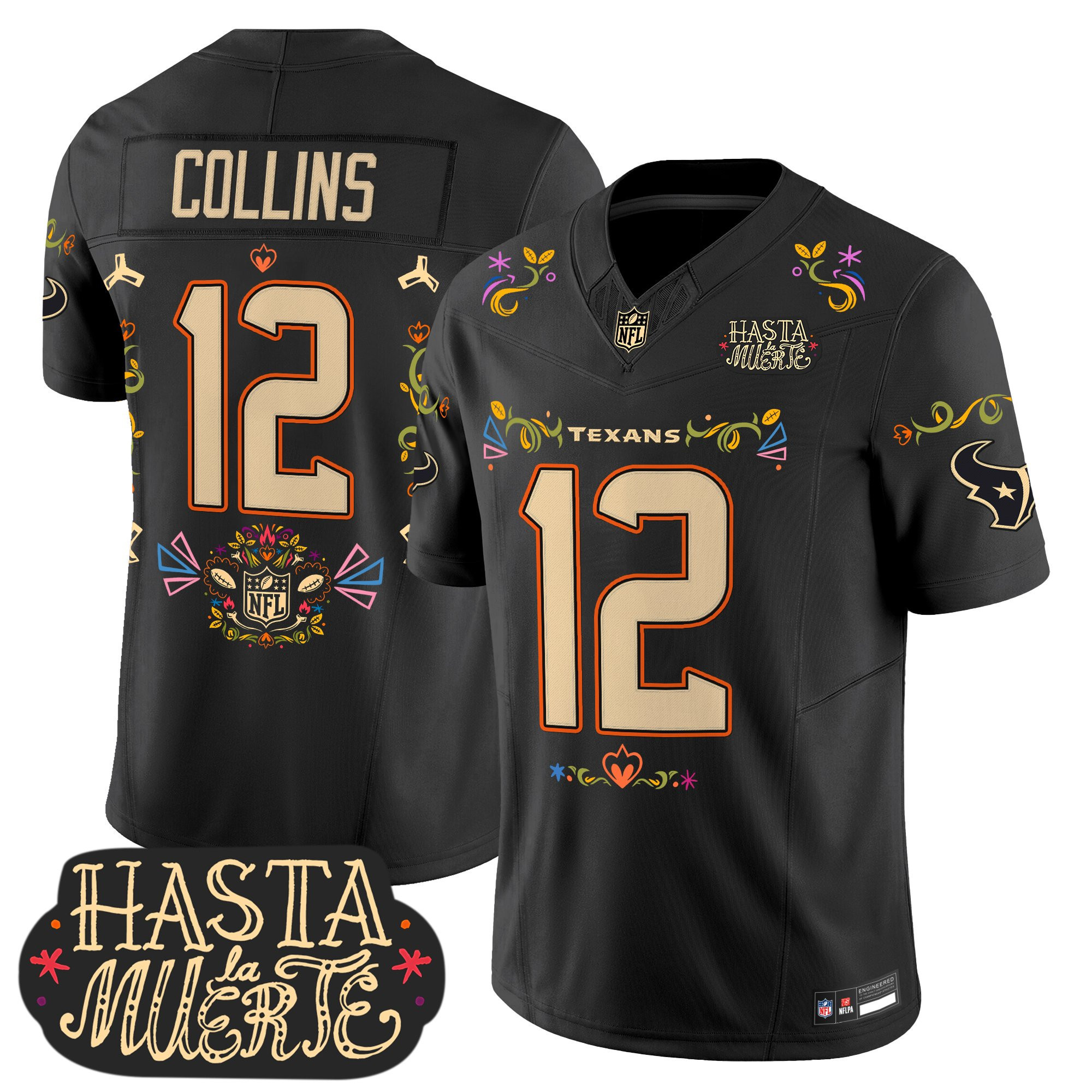 Men's Houston Texans Mexico Hasta la Muerte Edition Vapor Limited Nico Collins Jersey - All Printed