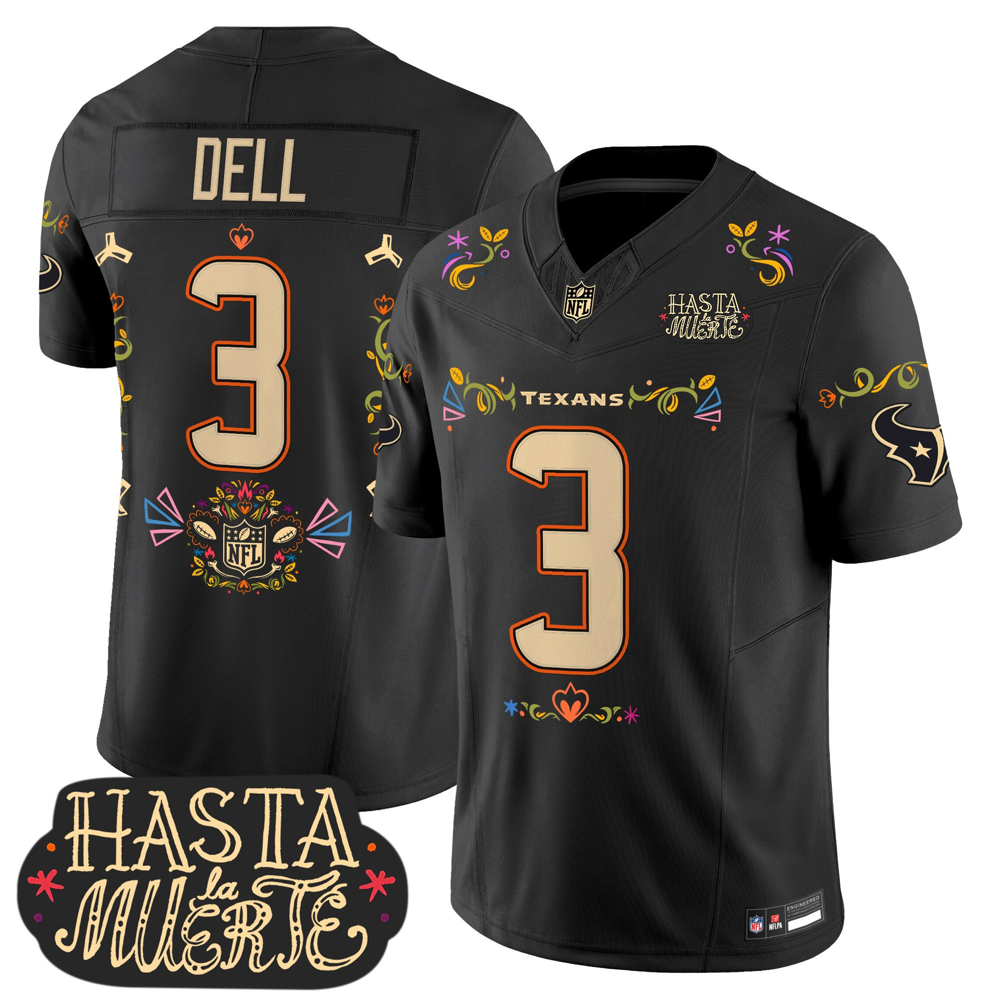 Men's Houston Texans Mexico Hasta la Muerte Edition Vapor Limited Tank Dell Jersey - All Printed