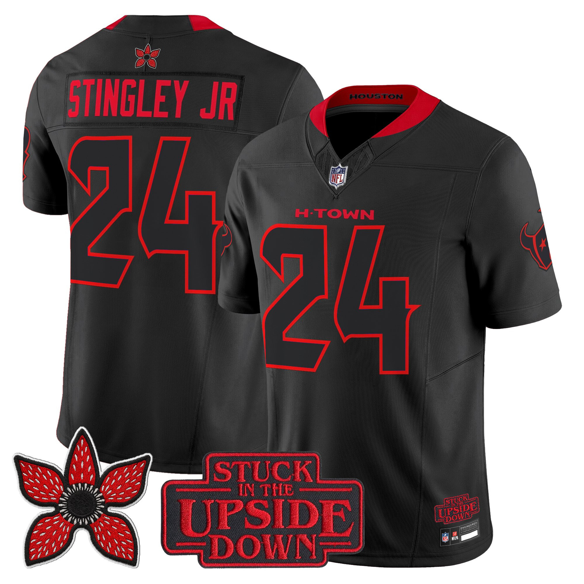 Men's Houston Texans Stranger Things Edition Vapor Limited Derek Stingley Jr. Jersey V2 - All Stitched