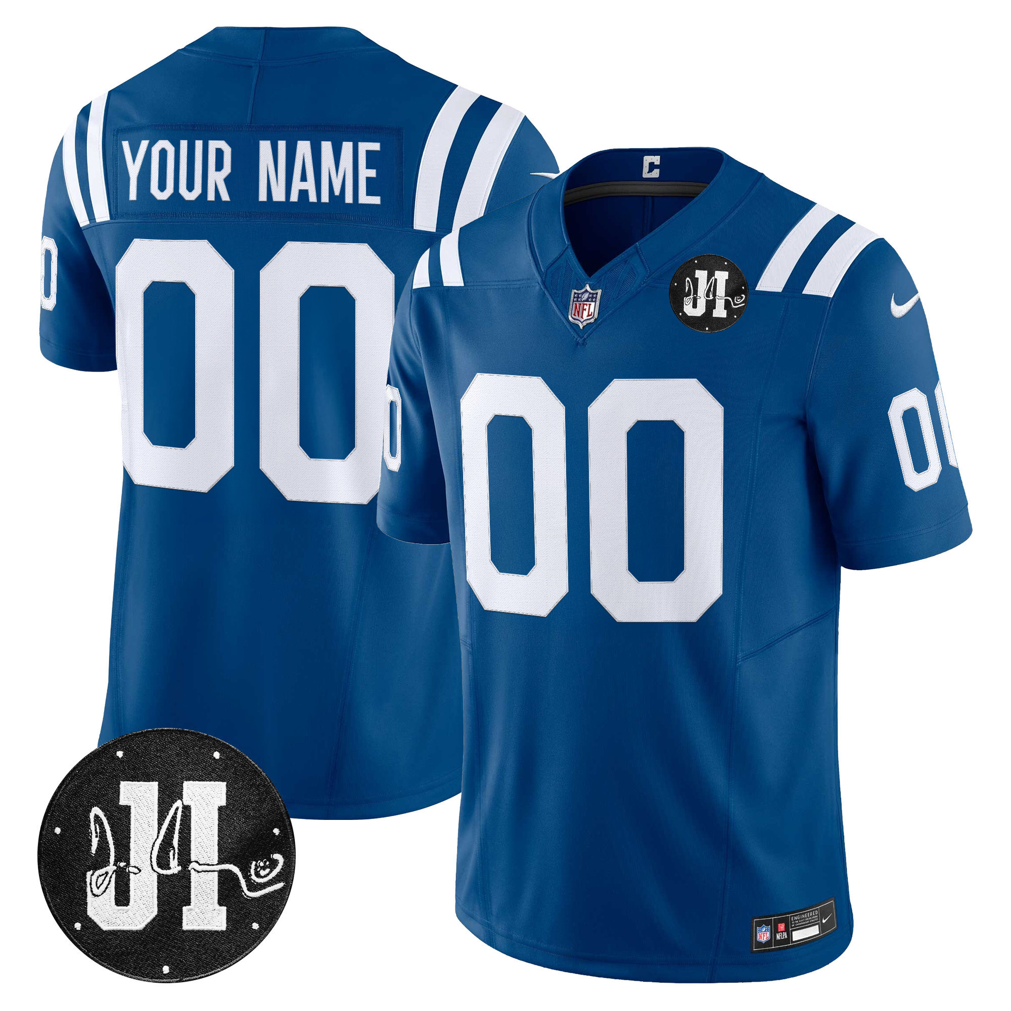 Men's Indianapolis Colts 2025 Jim Irsay Patch Vapor Limited Custom Royal Jersey - All Stitched