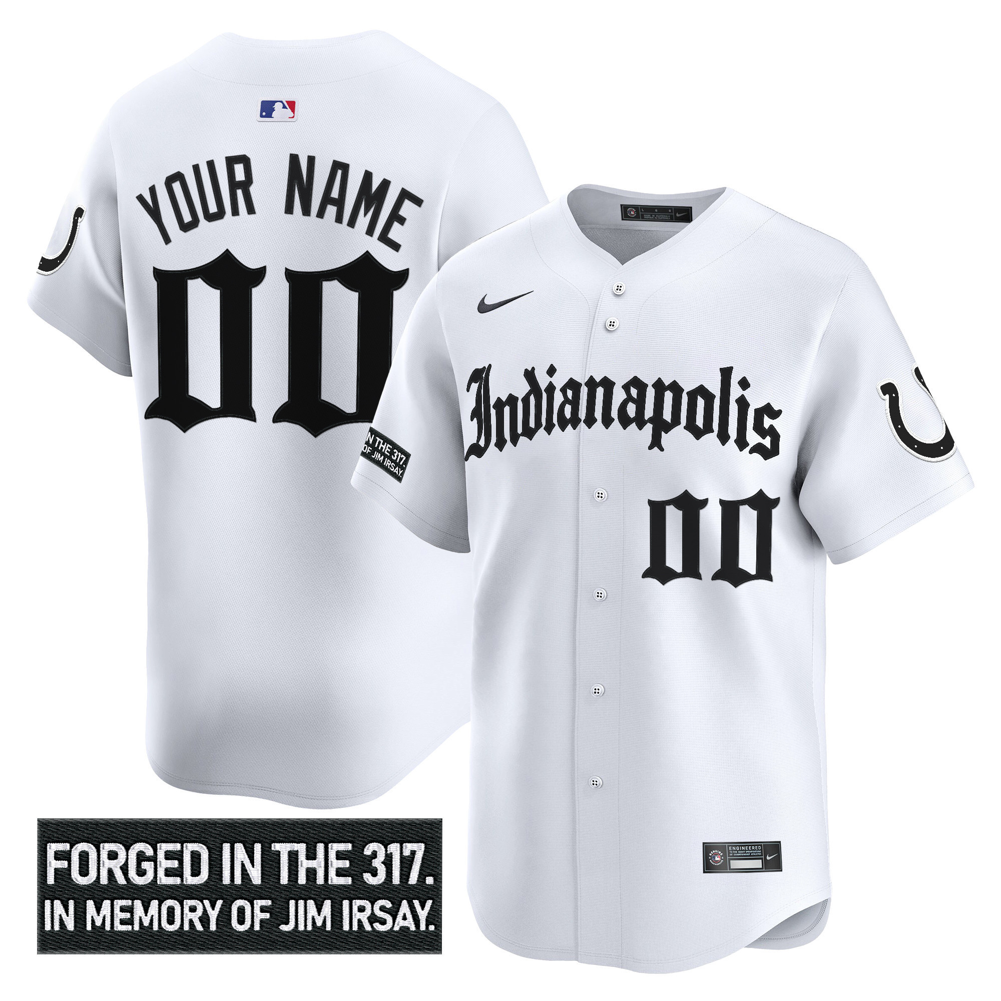 Men's Indianapolis Colts Jim Irsay Tribute Vapor Baseball Custom White Jersey - All Stitched