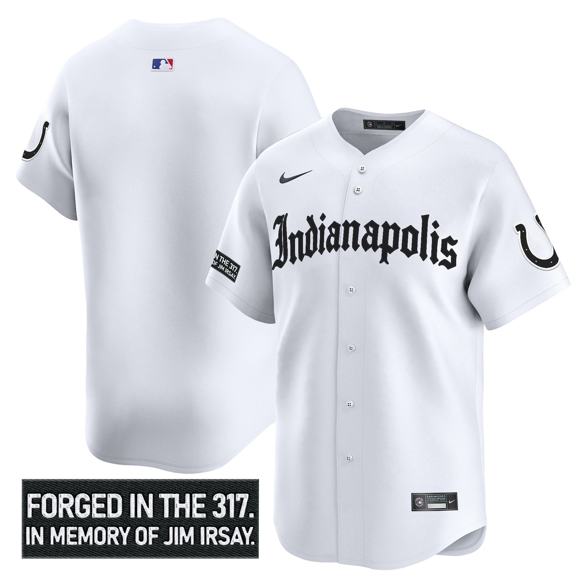 Men's Indianapolis Colts Jim Irsay Tribute Vapor Baseball White Jersey - All Stitched
