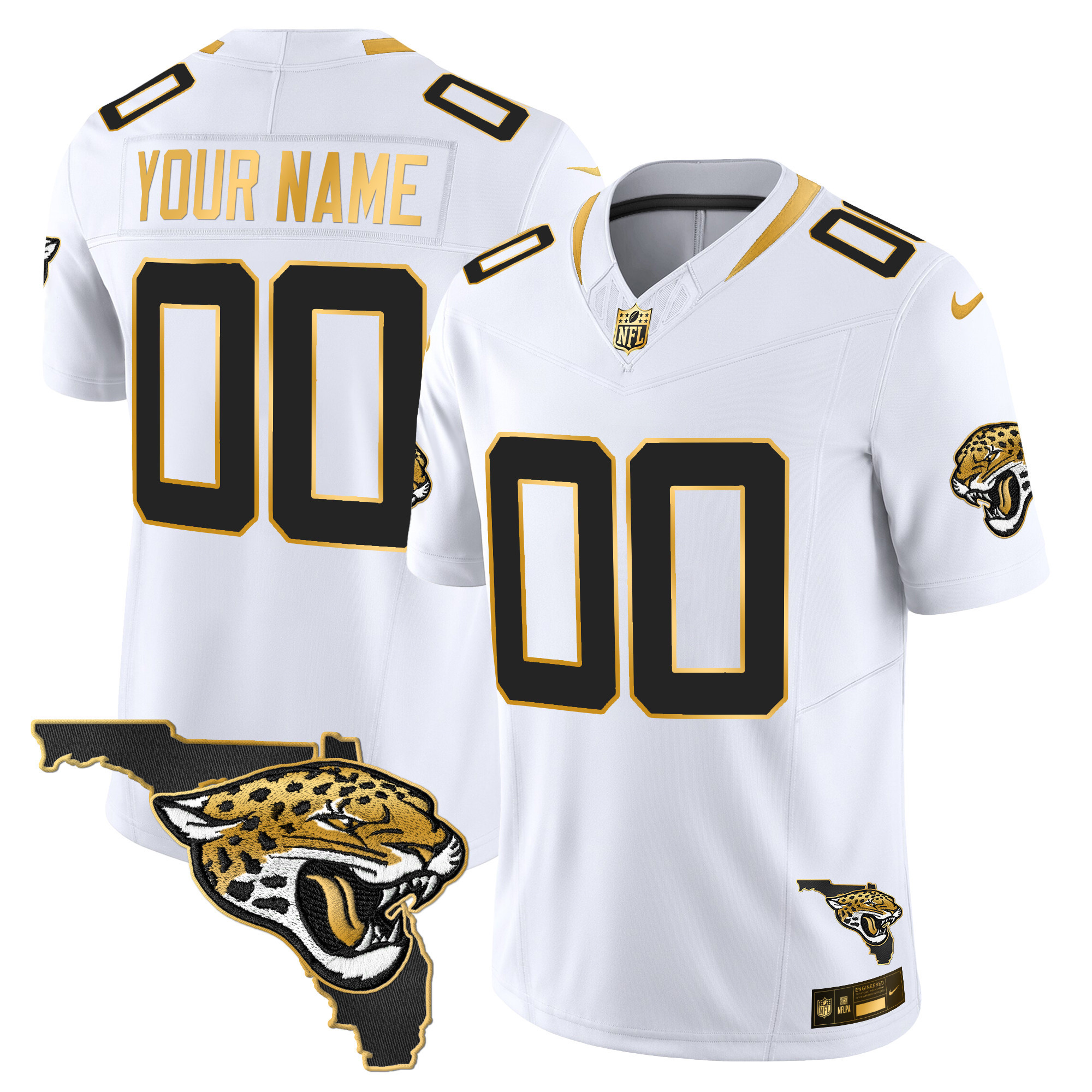 Men's Jacksonville Jaguars 2025 Gold Vapor Limited Custom White Gold Jersey - All Stitched