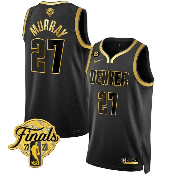 Men's Jamal Murray Denver Nuggets NBA Finals Patch Black Gold Jersey Collection Ãƒâ€šÃ¢â‚¬â€œ All Stitched