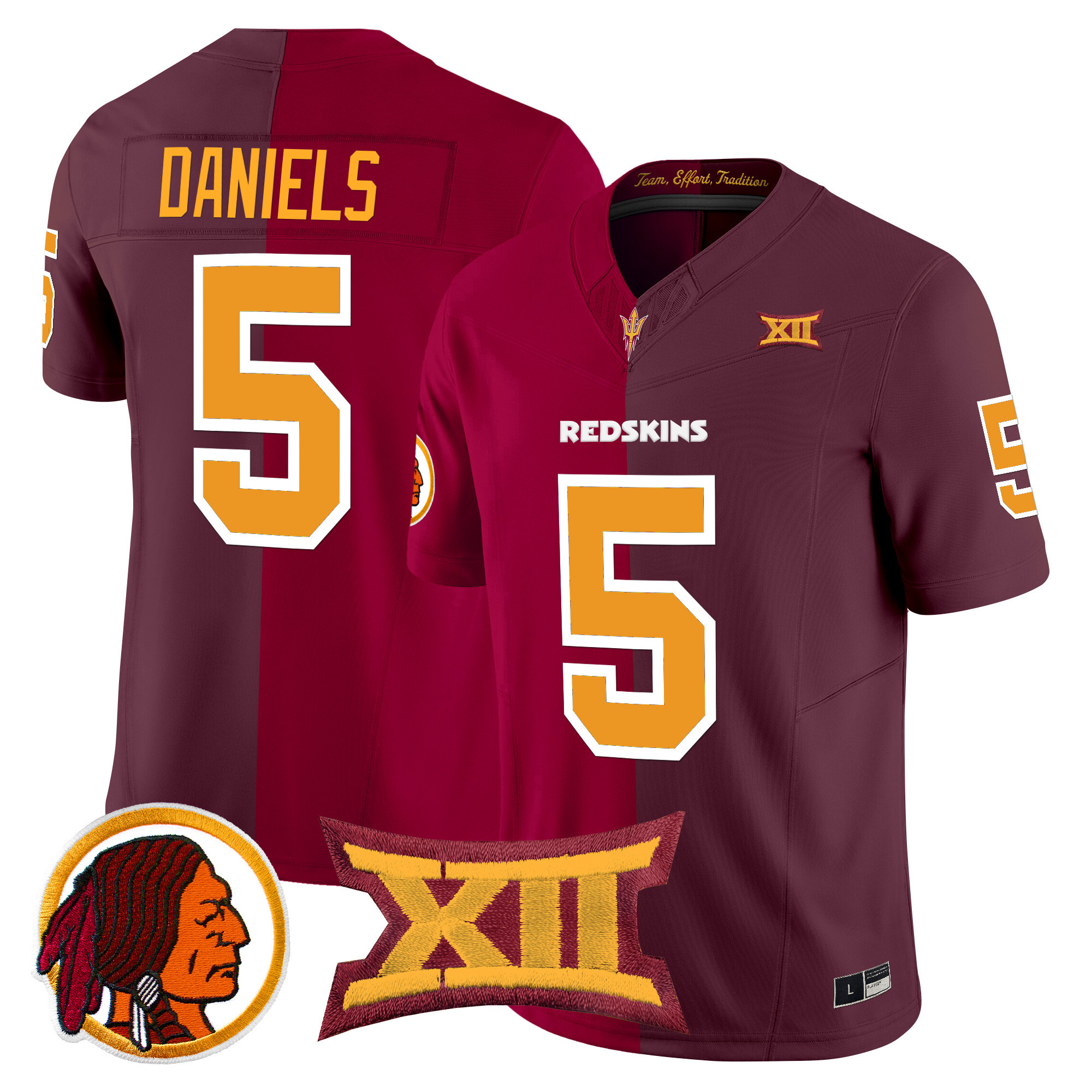 Men's Jayden Daniels Washington Commanders Split Vapor Limited Redskins-ASU Jersey - All Stitched