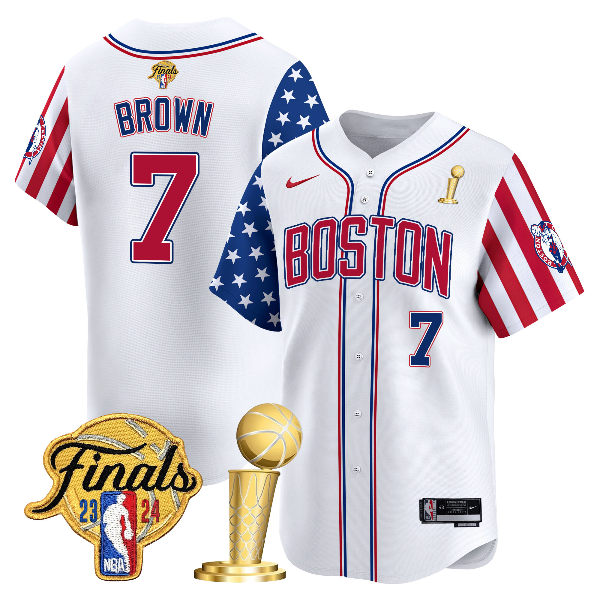 Men's Jaylen Brown Boston Celtics 2024 Independence Day Vapor Premier Limited Jersey V2 - All Stitched