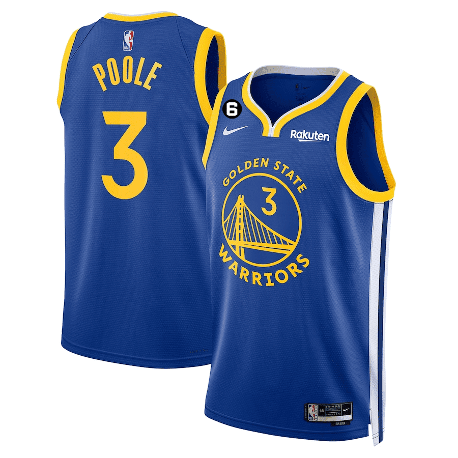 Men's Jordan Poole Golden State Warriors 2022/23 Players Jersey - Icon Royal Edition - All Stitched