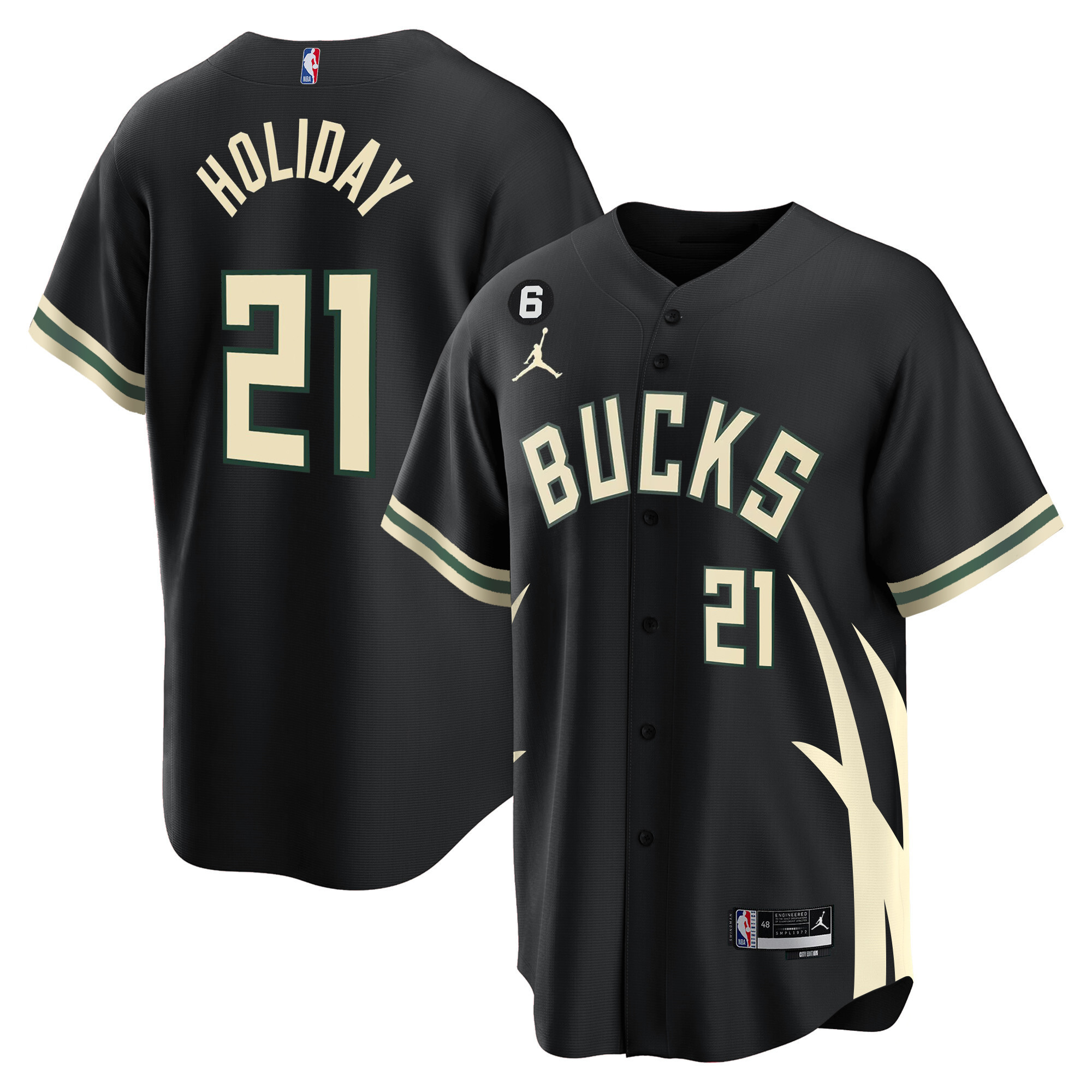 Men's Jrue Holiday Milwaukee Bucks Baseball Jersey - All Stitched