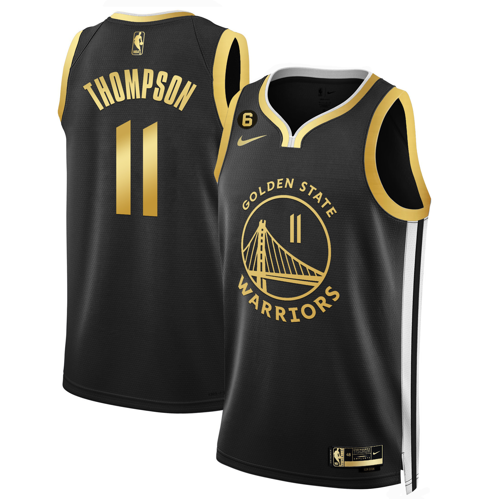 Men's Klay Thompson Golden State Warriors Icon Black Gold Jersey - All Stitched
