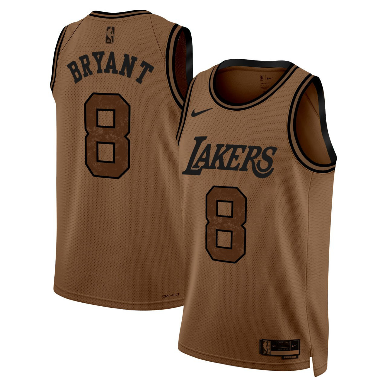 Men's Kobe Bryant Kobe Bryant Los Angeles Lakers Salute To Service Brown Jersey - All Stitched