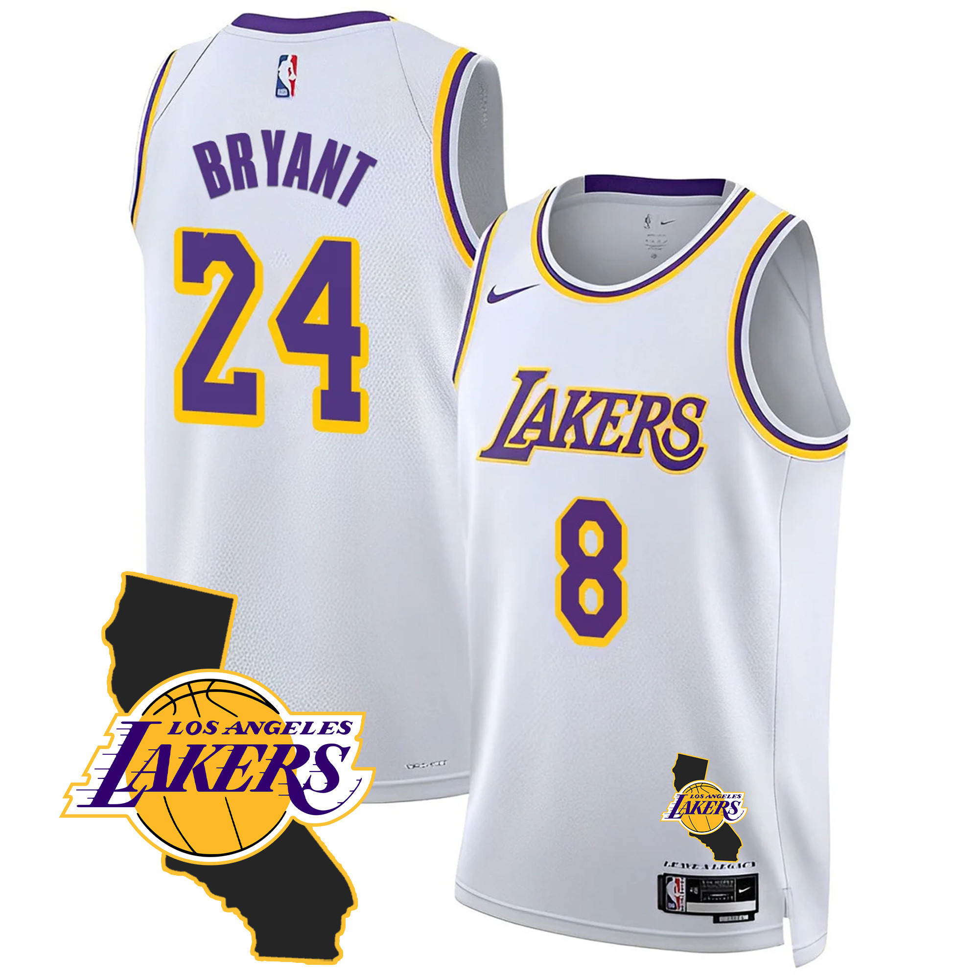 Men's Kobe Bryant Los Angeles Lakers Black Mamba Association Jersey - California Patch - All Stitched