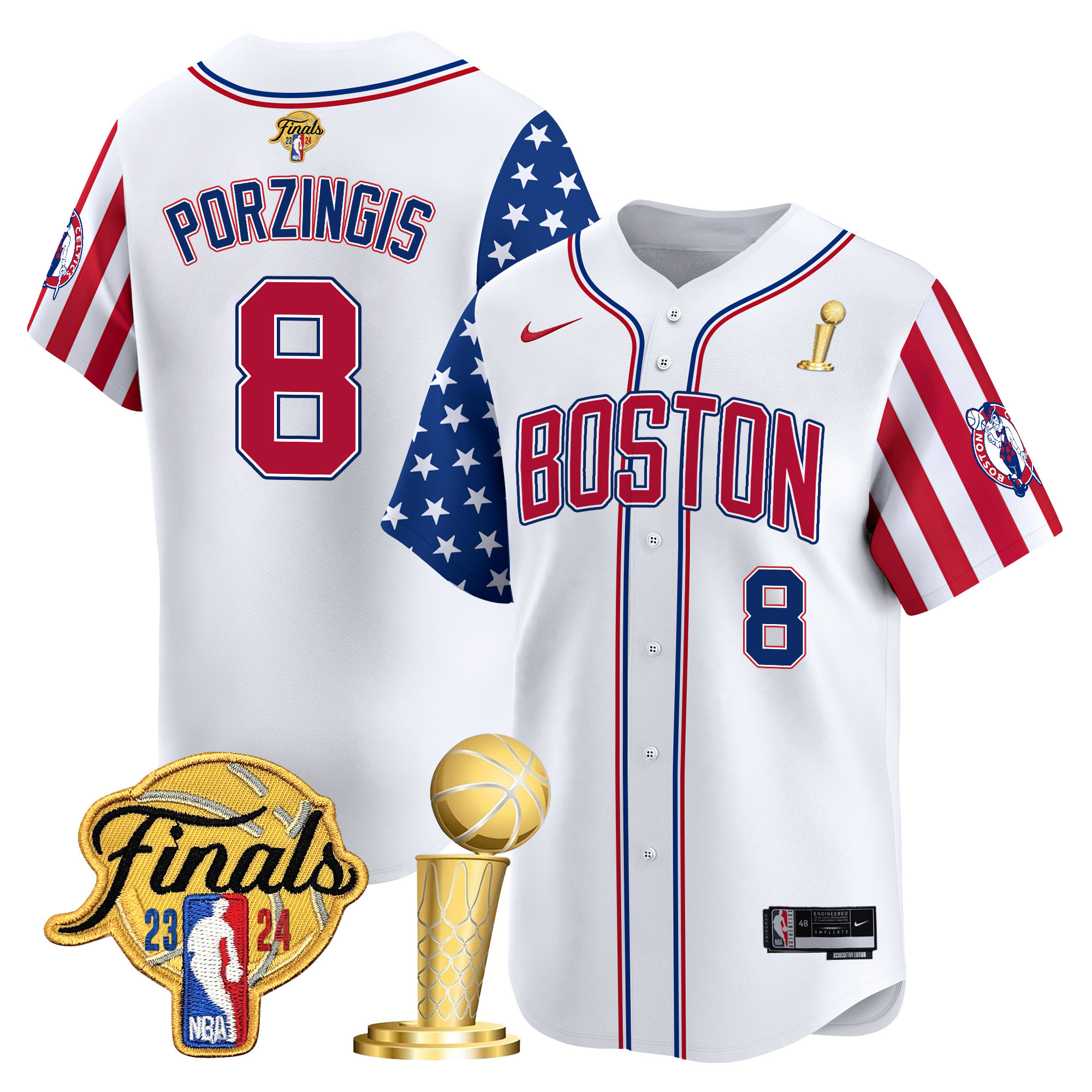 Men's Kristaps Porzingis Boston Celtics 2024 Independence Day Vapor Premier Limited Jersey V2 - All Stitched