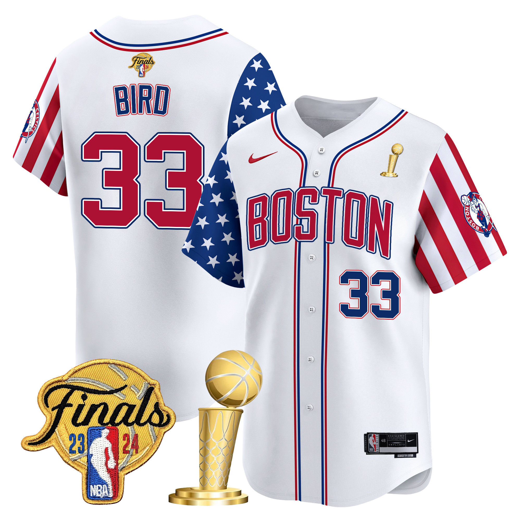 Men's Larry Bird Boston Celtics 2024 Independence Day Vapor Premier Limited Jersey V2 - All Stitched